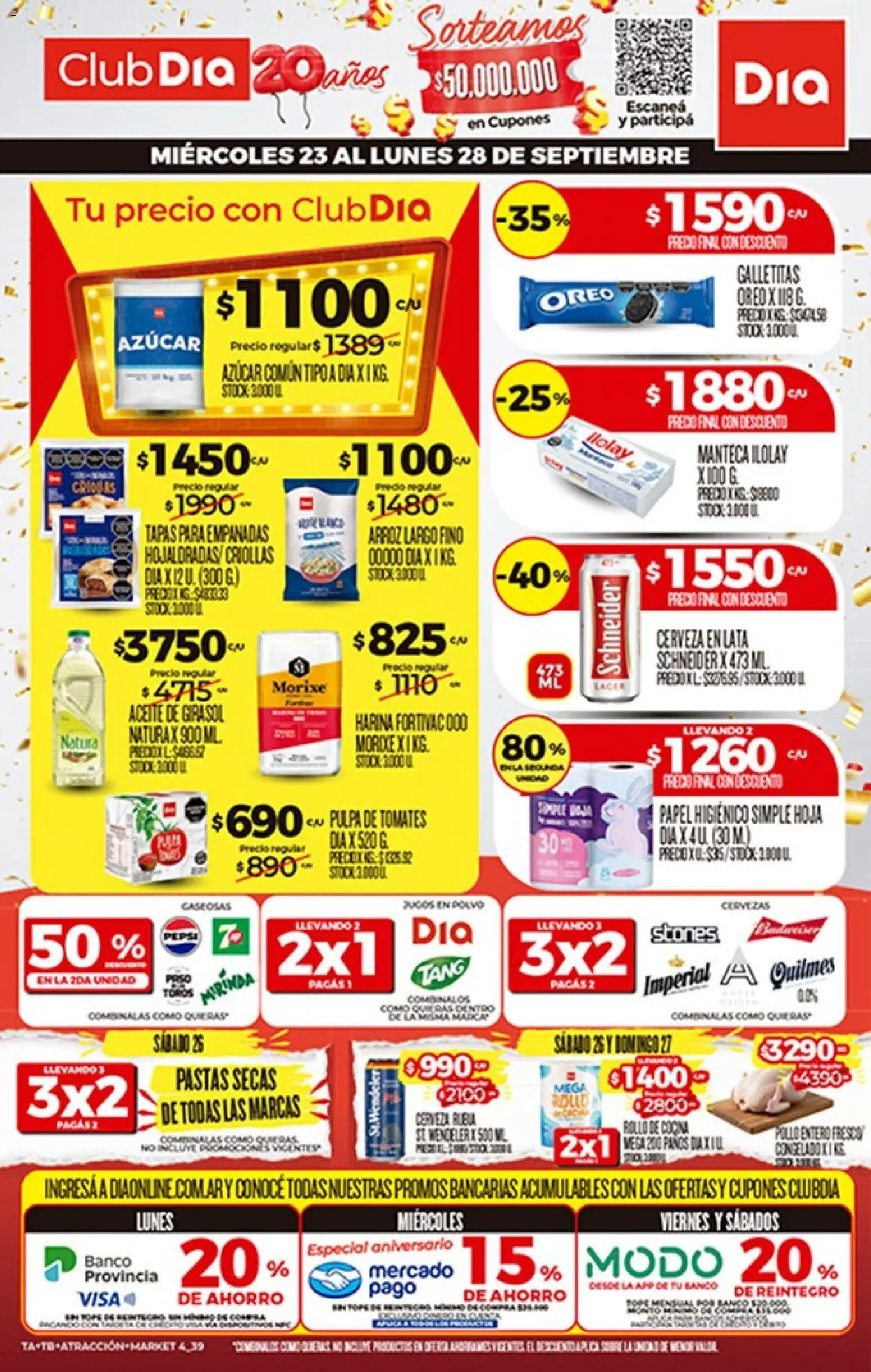 Supermercado DIA Ofertas │ válido desde el 23/09/2026 | Página: 1 | Productos: Pollo entero, Azucar, Polvo, Cerveza