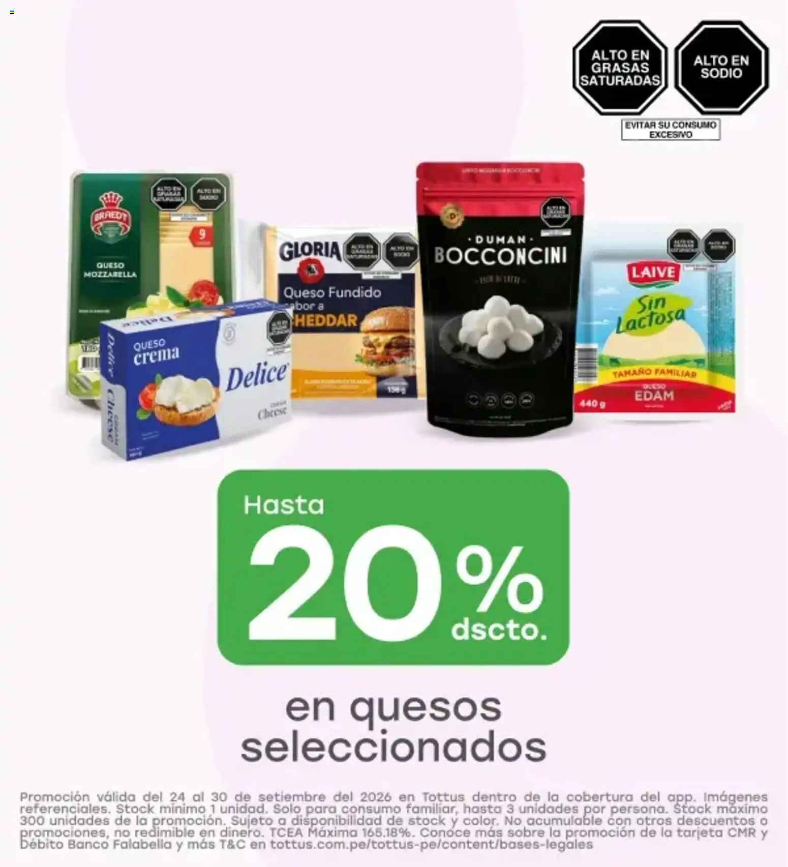 Catálogo Tottus válido desde 24/09/2026 | Página: 3 | Productos: Queso, Crema, Queso mozzarella