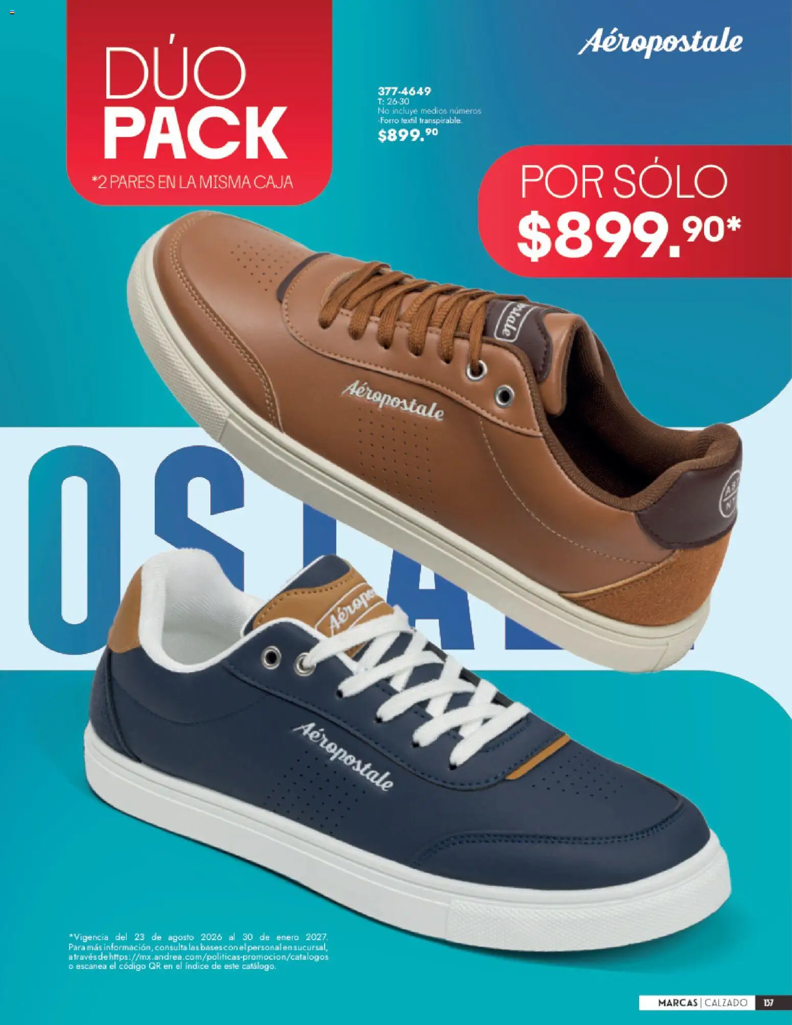 Nuevas ofertas de Andrea válidas en toda la República Mexicana desde el 23/08/2026. ¡Encuentra las mejores ofertas en Andrea catálogo Calzado Caballero! | Página: 137 | Productos: Caja