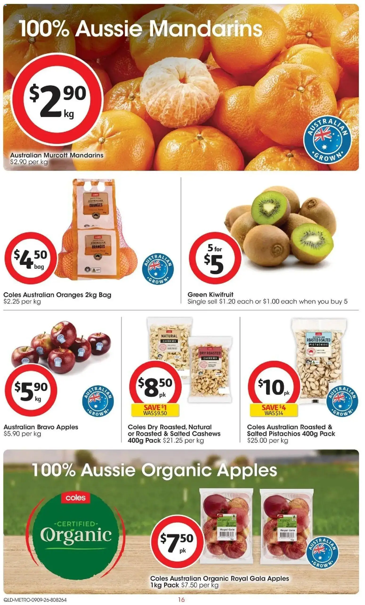 Coles catalogue - valid from 09/09/2026 | Page: 16 | Products: Apples, Oranges, Kiwifruit, Bag