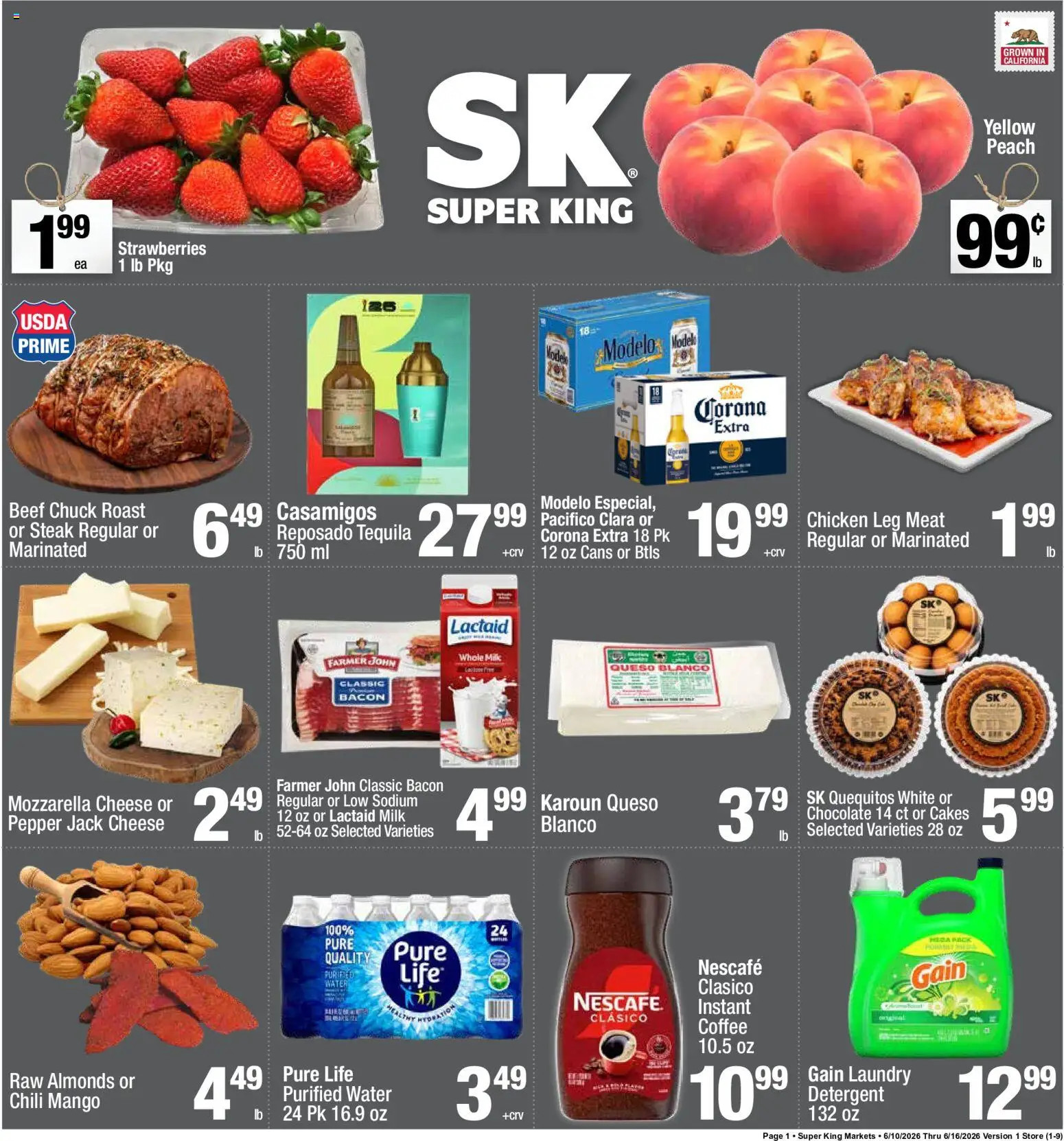 Super King Weekly Ad - valid from 10.06.2026 | Page: 1 | Products: Coffee, Strawberries, Water, Mango