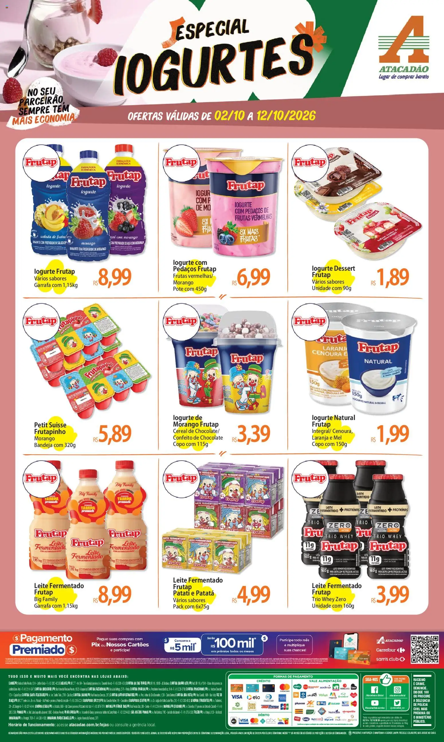 Atacadão Folheto - válido de 02/10/2026 | Página: 1 | Produtos: Leite, Mel, Cenoura, Iogurte natural