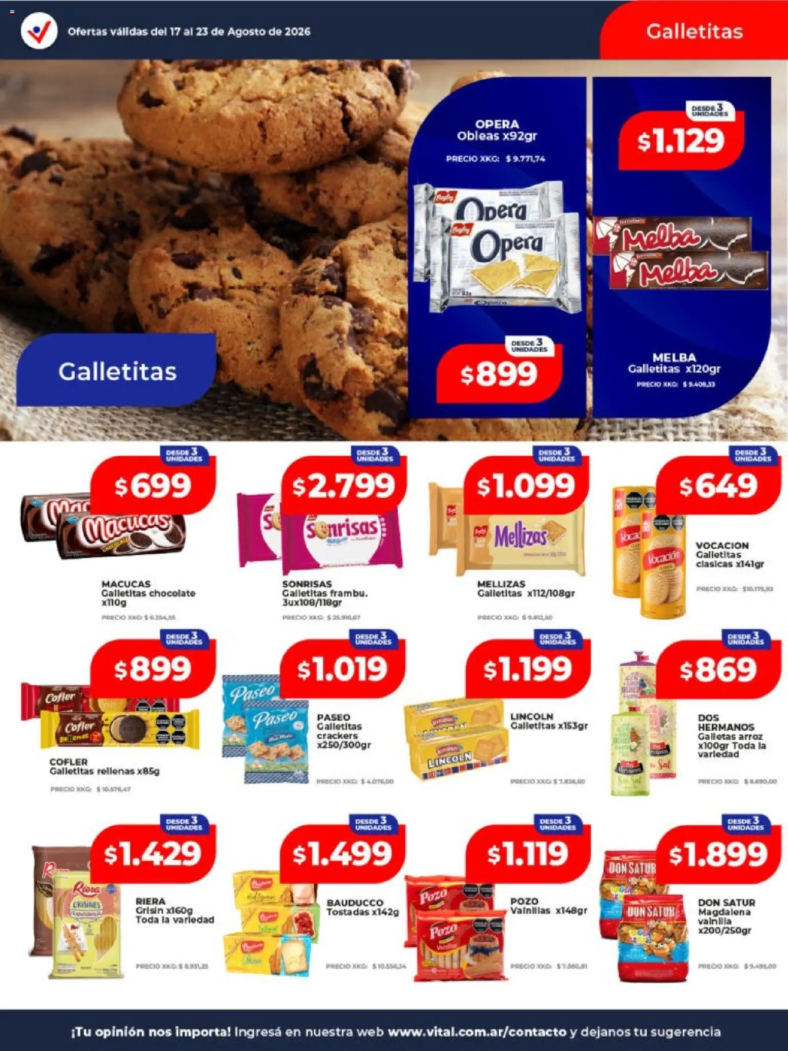 Vital - Ofertas │ válido desde el 17/08/2026 | Página: 26 | Productos: Vainilla, Galletitas, Chocolate, Galletas