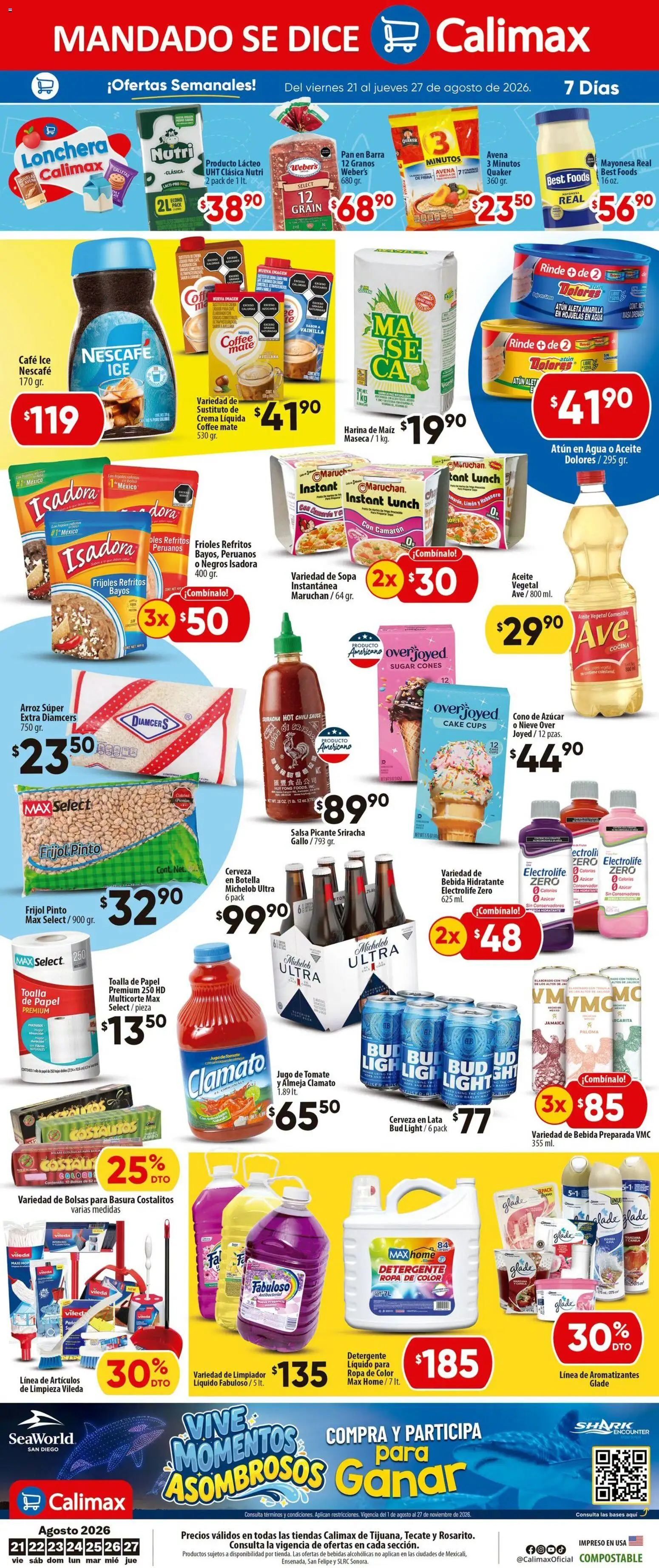 Nuevas ofertas de Calimax válidas en toda la República Mexicana desde el 21/08/2026. ¡Encuentra las mejores ofertas en Calimax folleto Tijuana! | Página: 6 | Productos: Detergente, Sopa, Agua, Jugo
