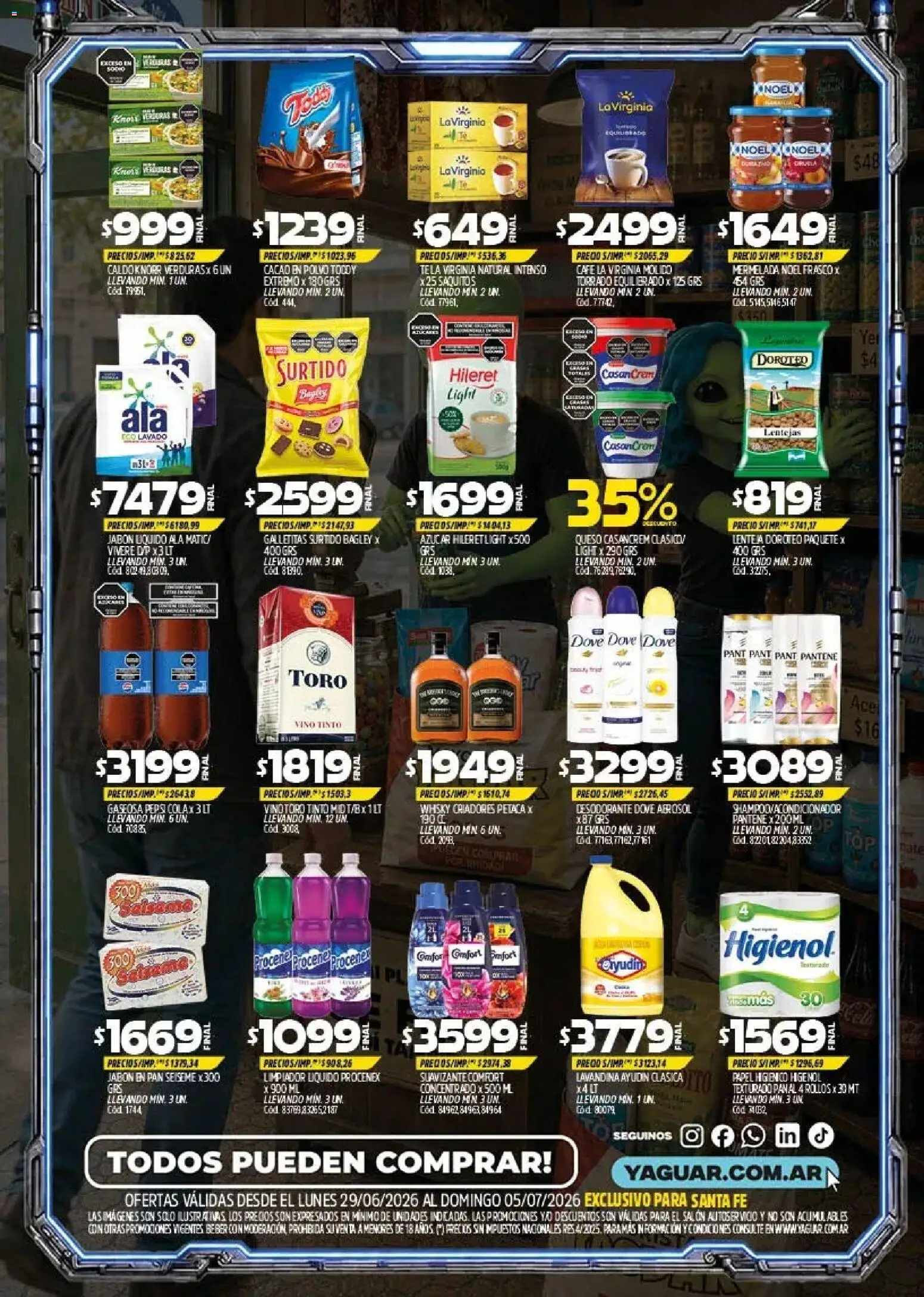 Yaguar - Oferta Semanal Santa Fé │ válido desde el 29/06/2026 | Página: 2 | Productos: Lentejas, Desodorante, Queso, Pan