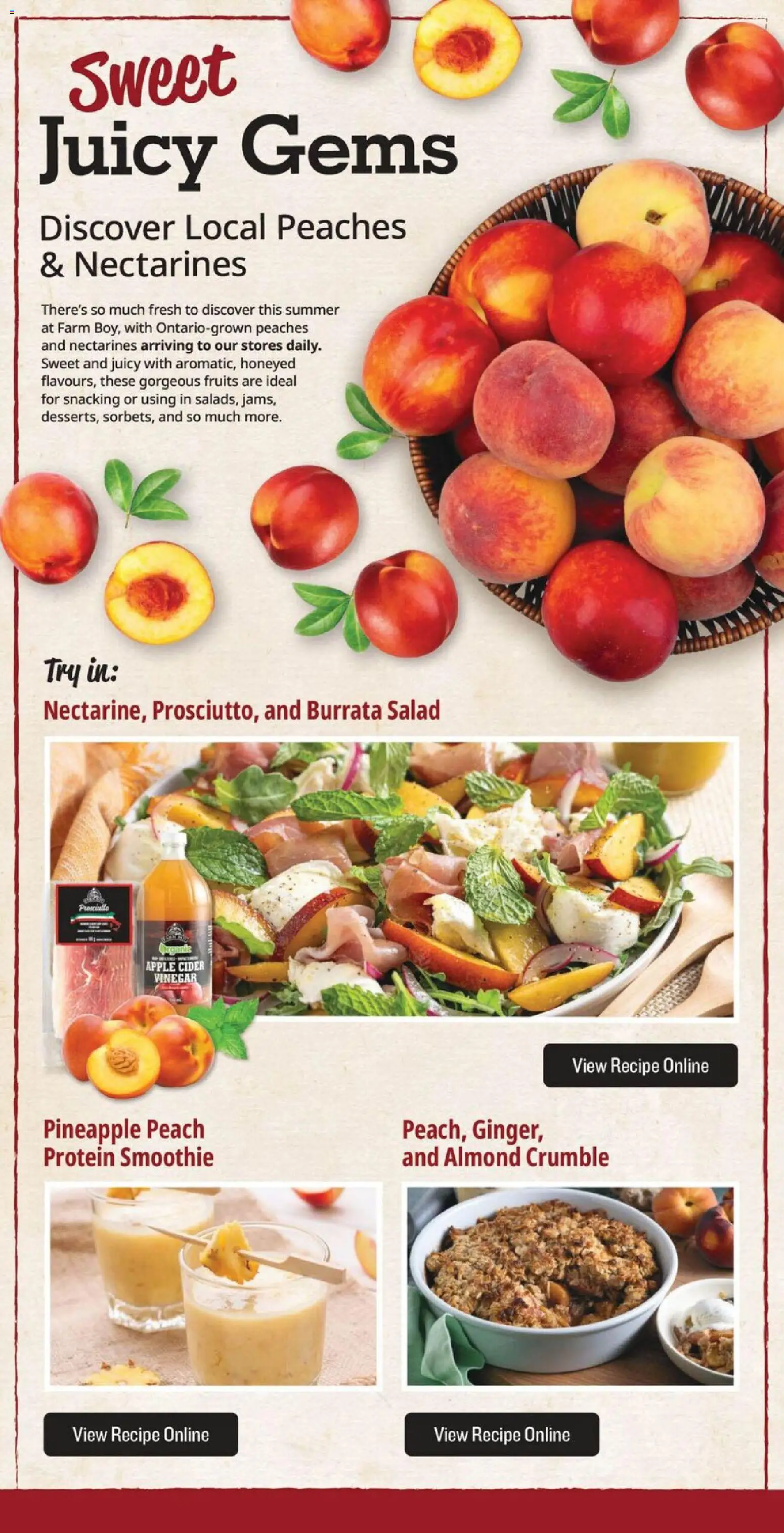 Farm Boy flyer valid from Aug 6, 2026 | Page: 7 | Products: Nectarines, Vinegar, Cider, Prosciutto
