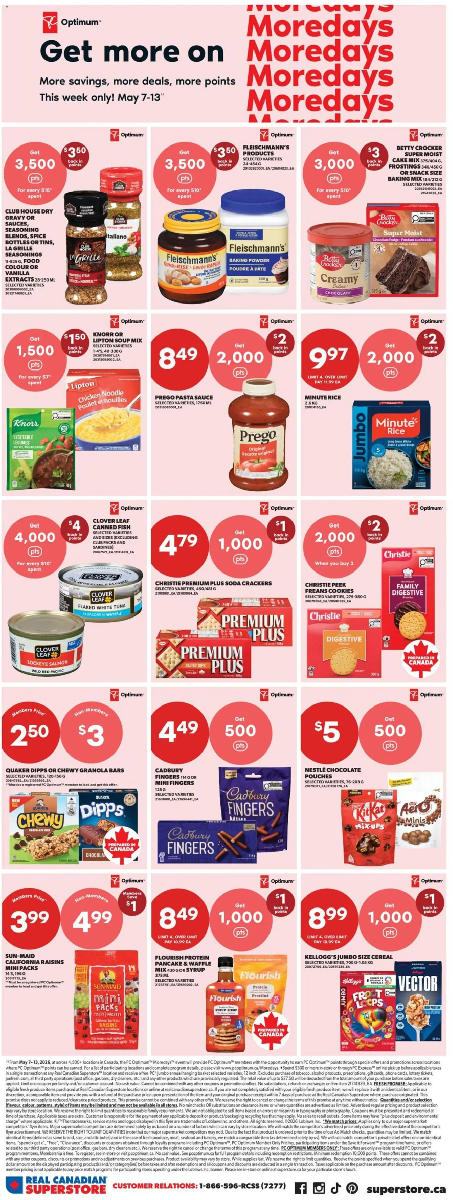 Real Canadian Superstore flyer valid from 07.05.2026 | Page: 14 | Products: Case, Powder, Chocolate, Chicken