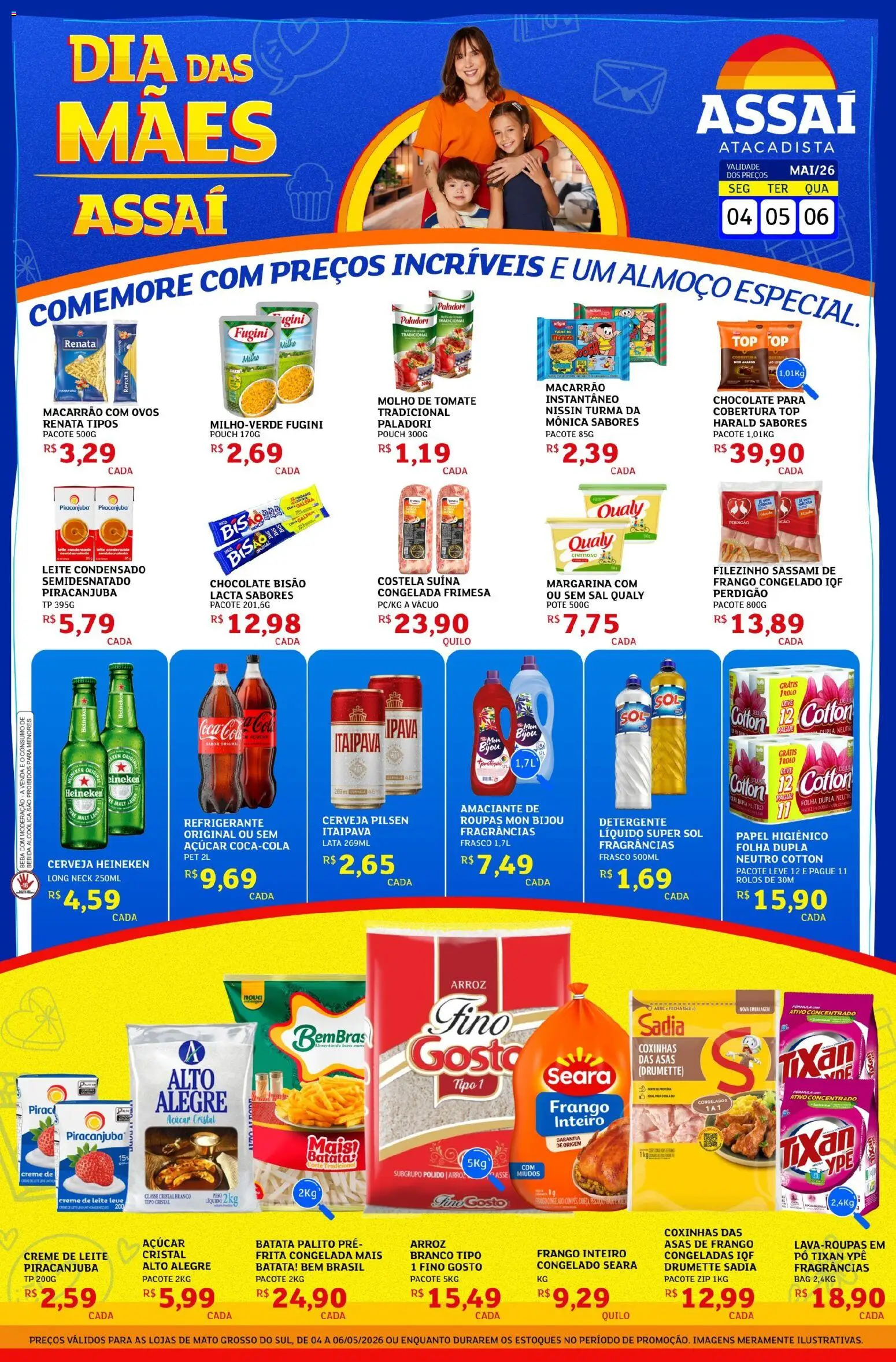 Assaí Atacadista Folheto - válido de 04.05.2026 | Página: 1 | Produtos: Leite, Arroz, Açúcar, Refrigerante