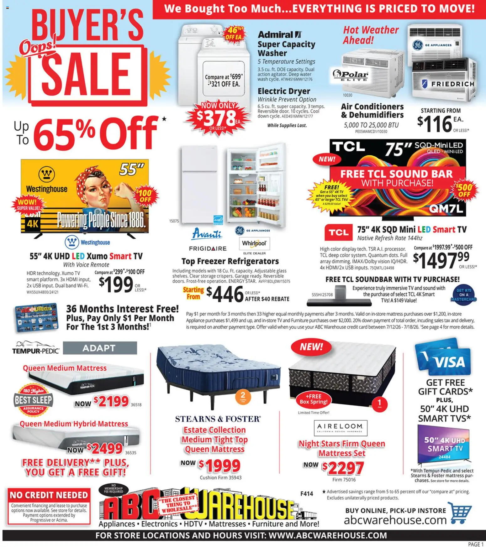 ABC Warehouse Weekly Ad - valid from 07/12/2026 | Page: 1