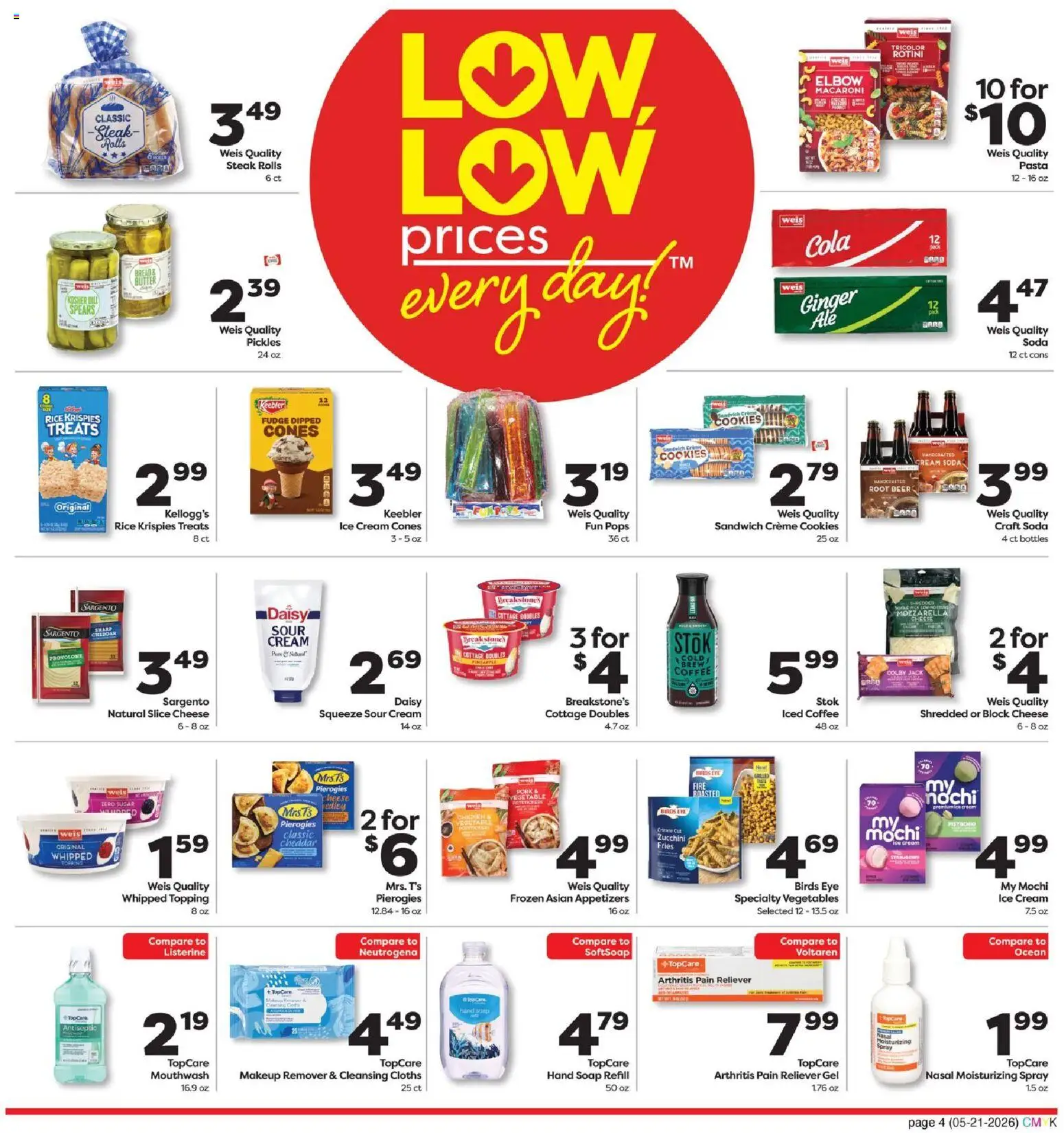 Weis Monthly Savings - valid from 21.05.2026 | Page: 4 | Products: Soap, Pork, Cookies, Vegetables