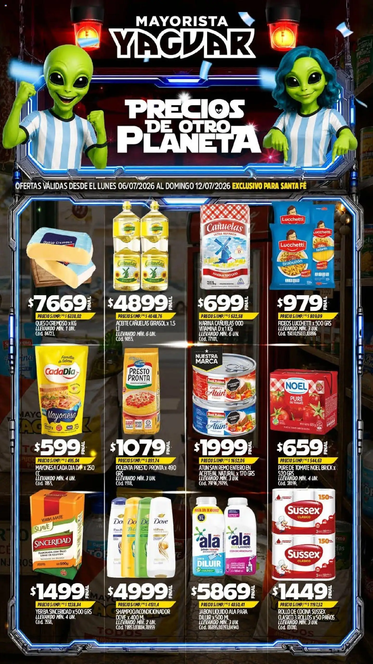 Yaguar - Oferta Semanal Santa Fé │ válido desde el 06/07/2026 | Página: 1 | Productos: Cocina, Mayonesa, Jabón, Fideos