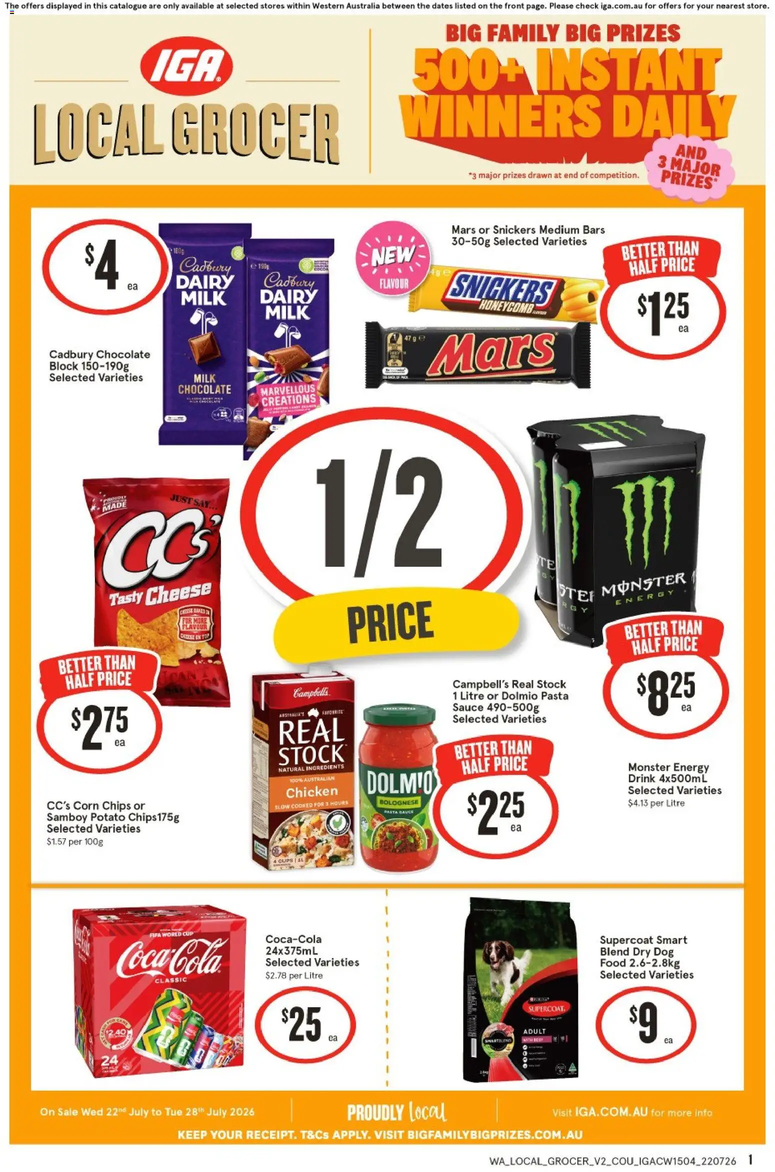 IGA catalogue - valid from 22/07/2026 | Page: 1 | Products: Milk, Dairy, Tap, Sauce