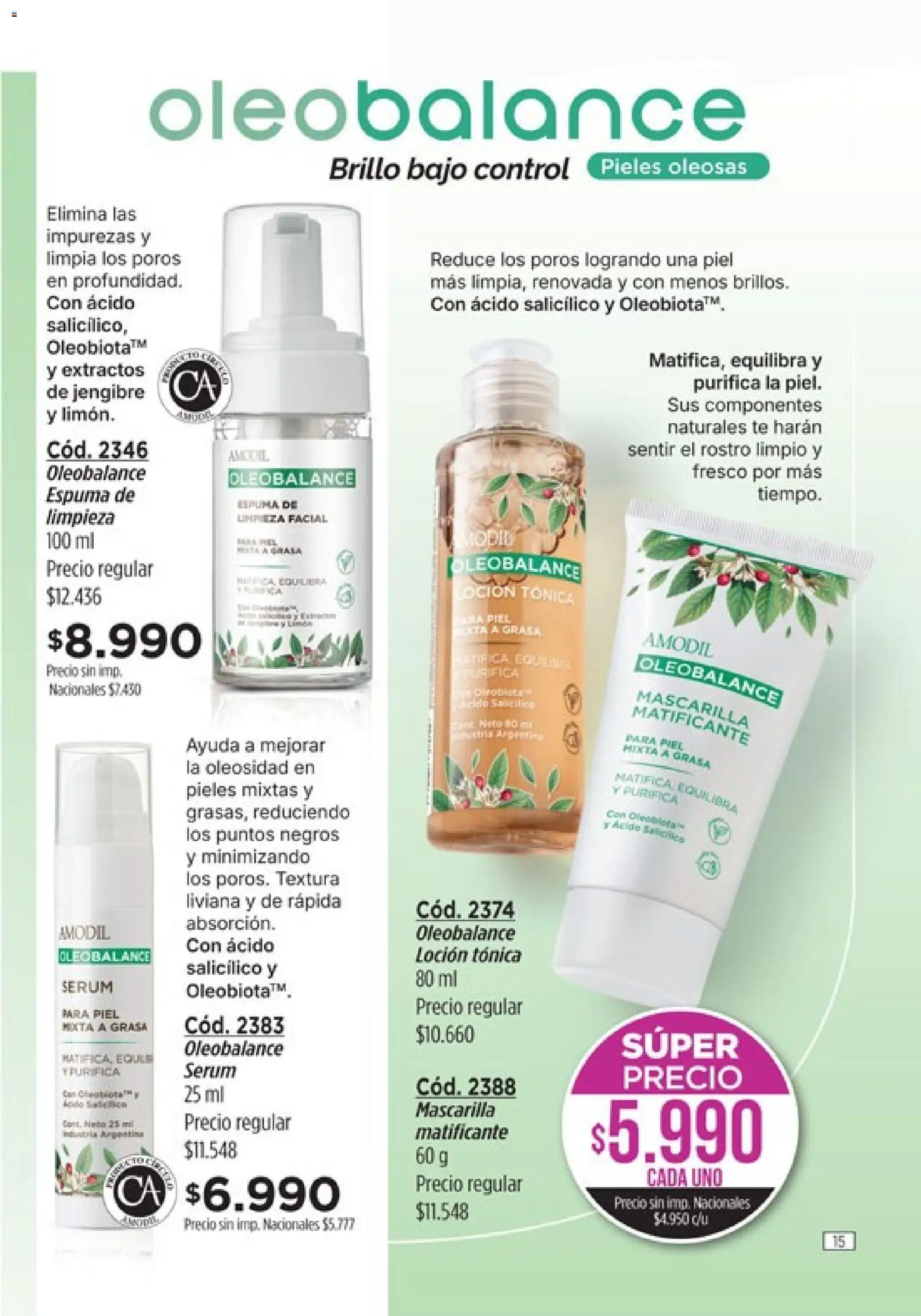 Catálogo Amodil Campaña 12 │ válido desde el 30/06/2026 | Página: 15 | Productos: Mascarilla, Serum, Loción, Espuma