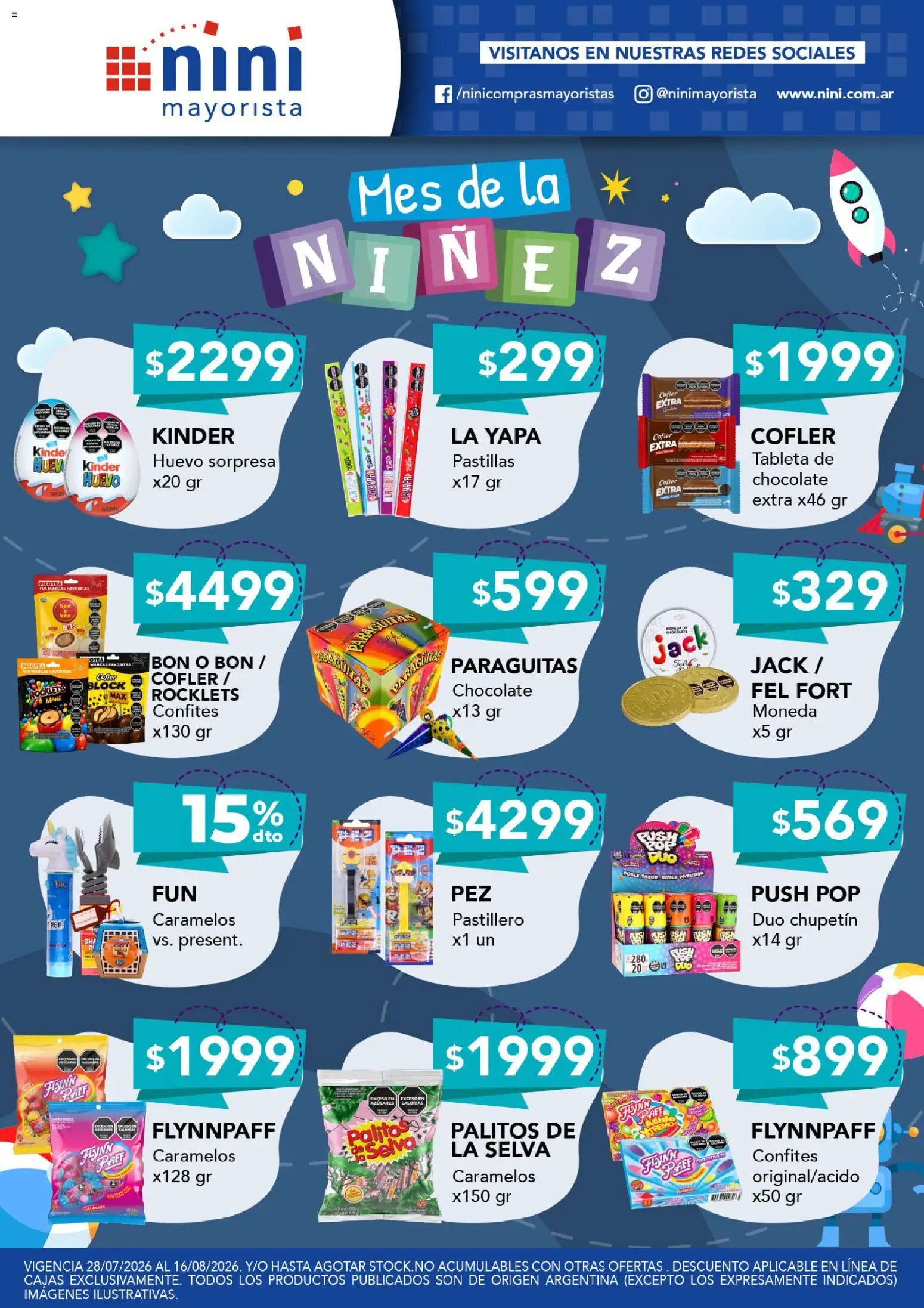 NINI Mayorista Mes de la niňez │ válido desde el 28/07/2026 | Página: 5 | Productos: Tableta, Pastillero, Huevo, Chocolate