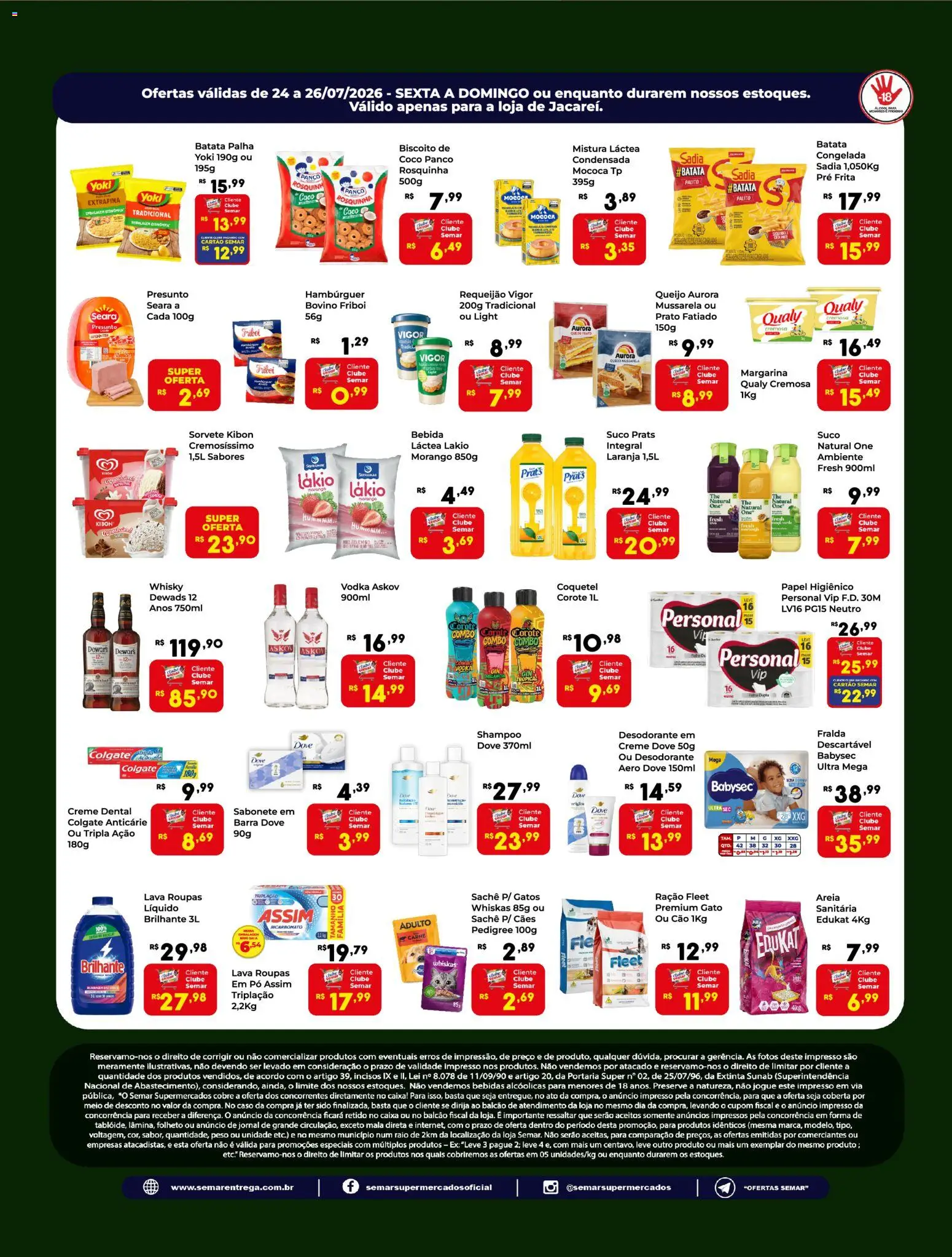 Semar Supermercado Folheto - válido de 24/07/2026 | Página: 2 | Produtos: Coco, Presunto, Dove, Mussarela