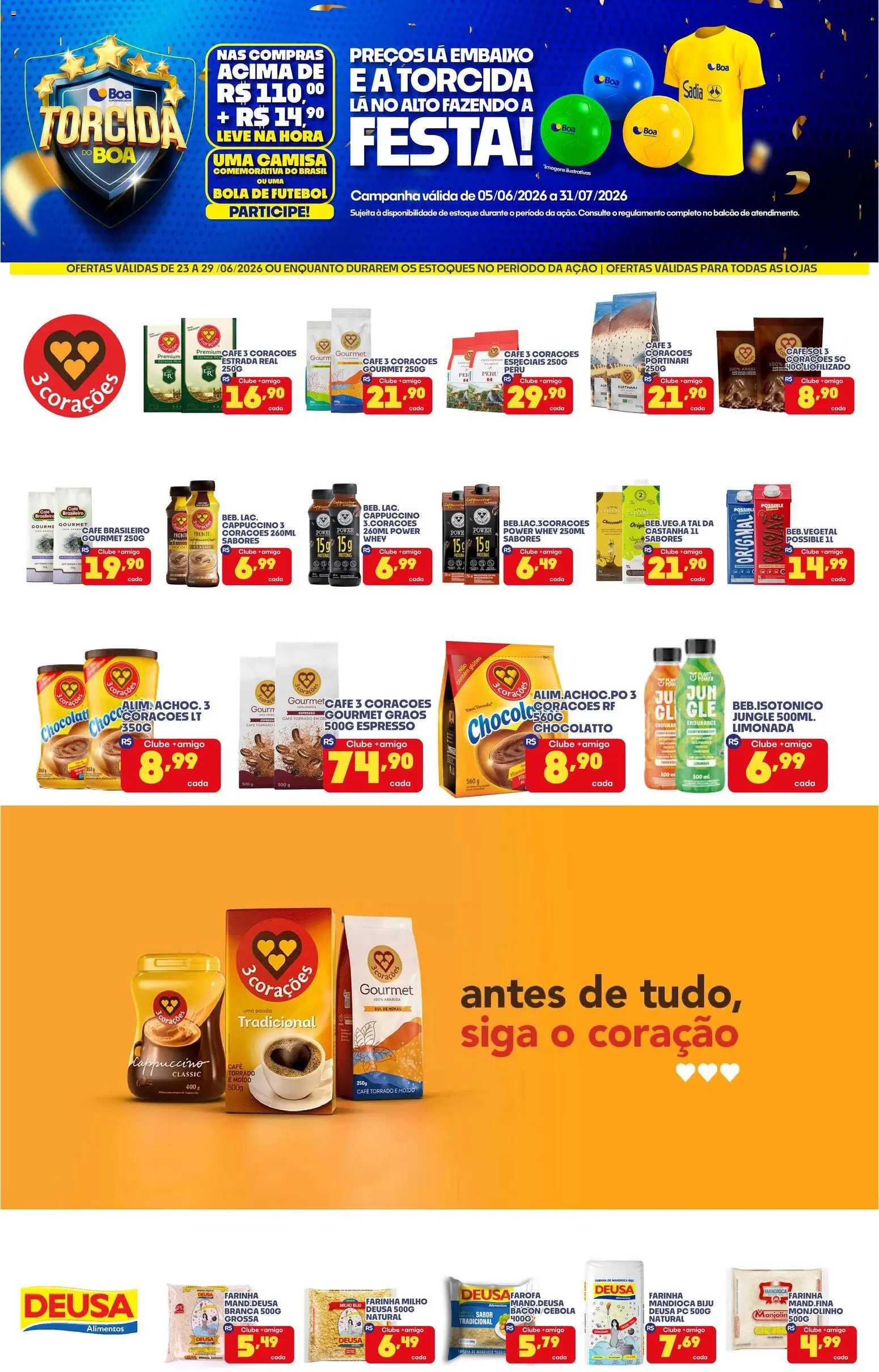 Boa Supermercados Folheto - válido de 23/07/2026 | Página: 1 | Produtos: Bola de futebol, Mandioca, Pó, PC