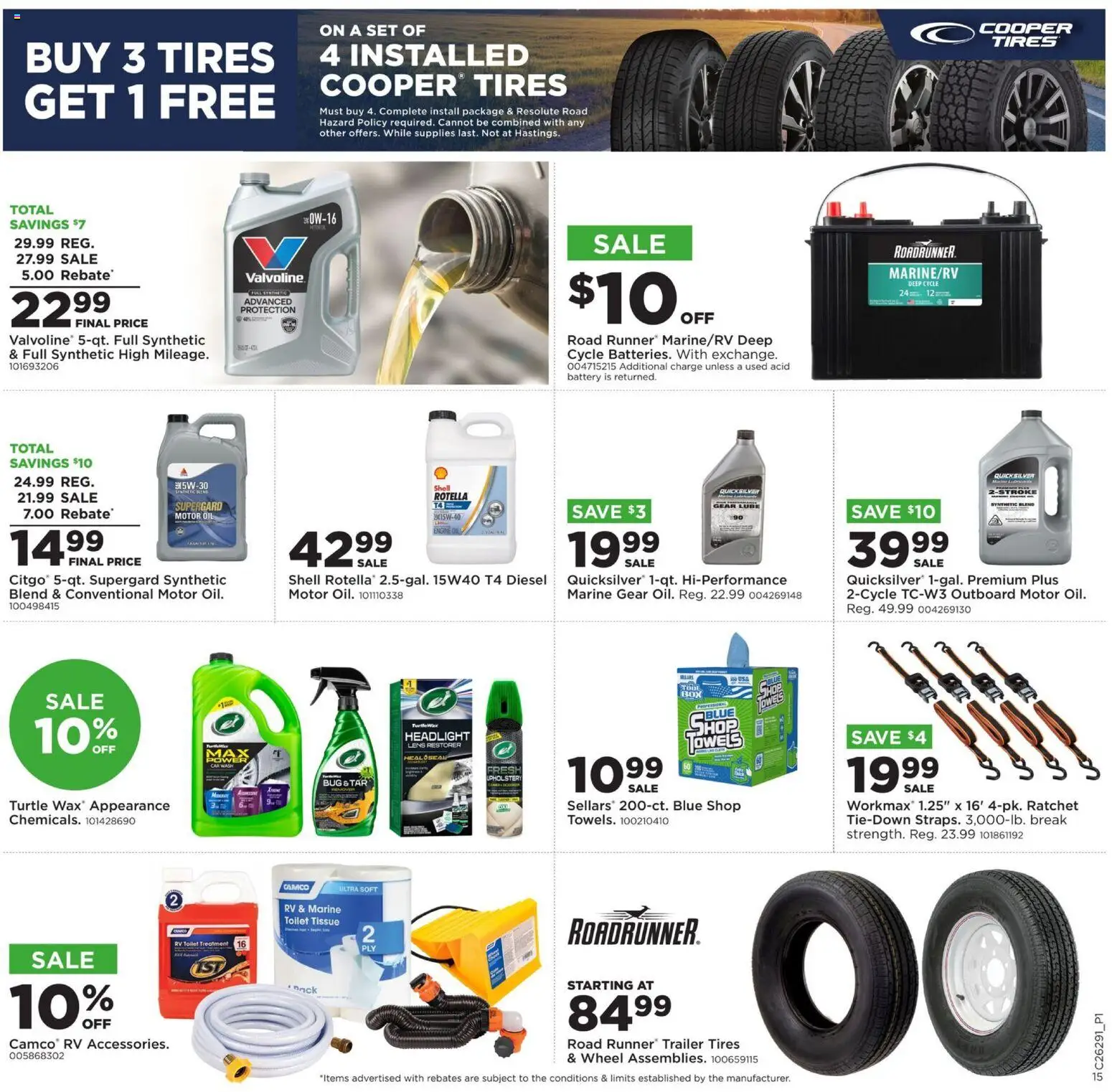 Mills Fleet Farm Weekly Ad - valid from 07/13/2026 | Page: 20 | Products: Battery, Oil, Headlight, Motor Oil