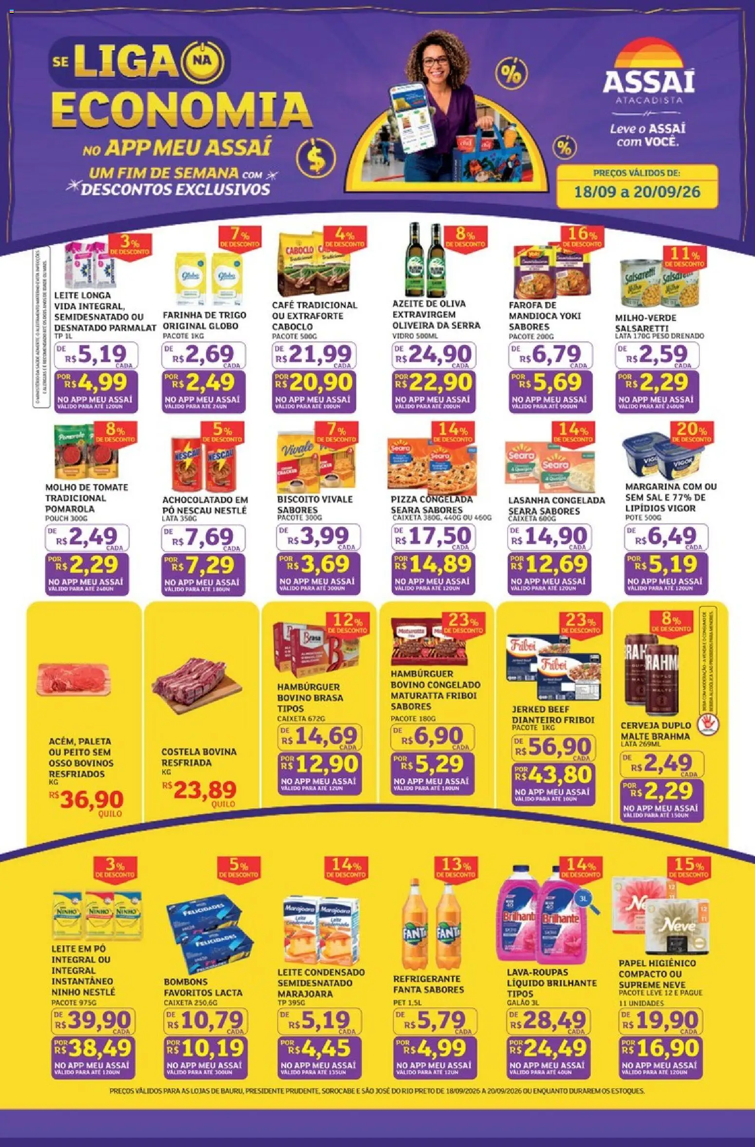 Assaí Atacadista Folheto - válido de 18/09/2026 | Página: 1 | Produtos: Leite longa vida, Café, Refrigerante, Sal