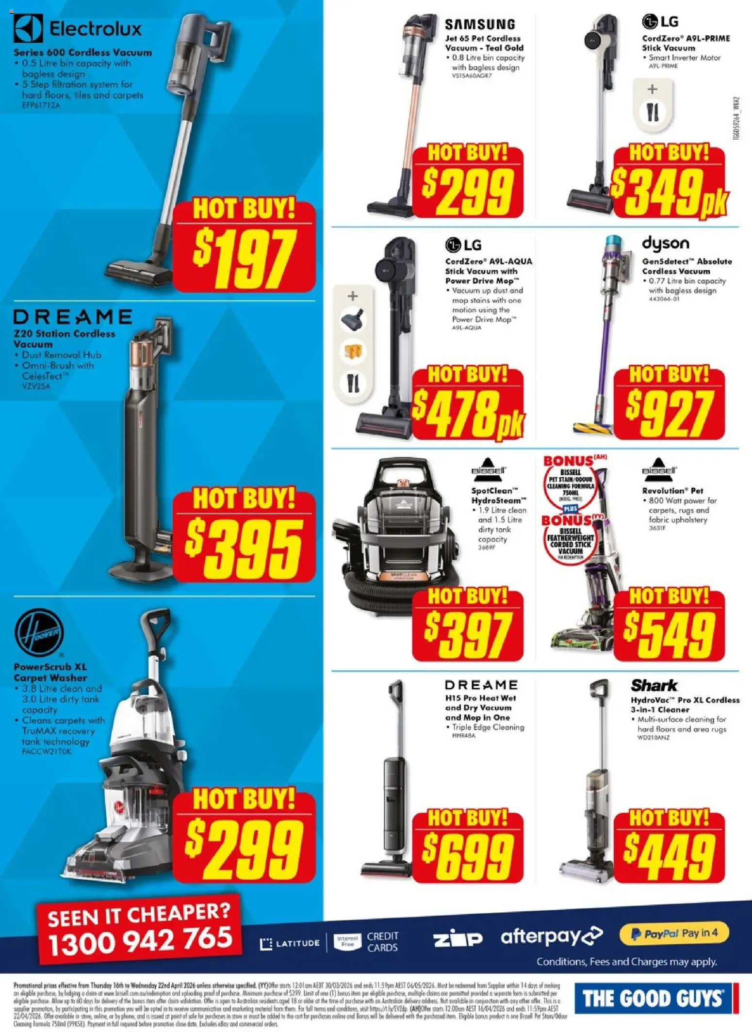 The Good Guys catalogue - valid from 15.04.2026 | Page: 20 | Products: Cleaner, Cart, Rugs, Washer