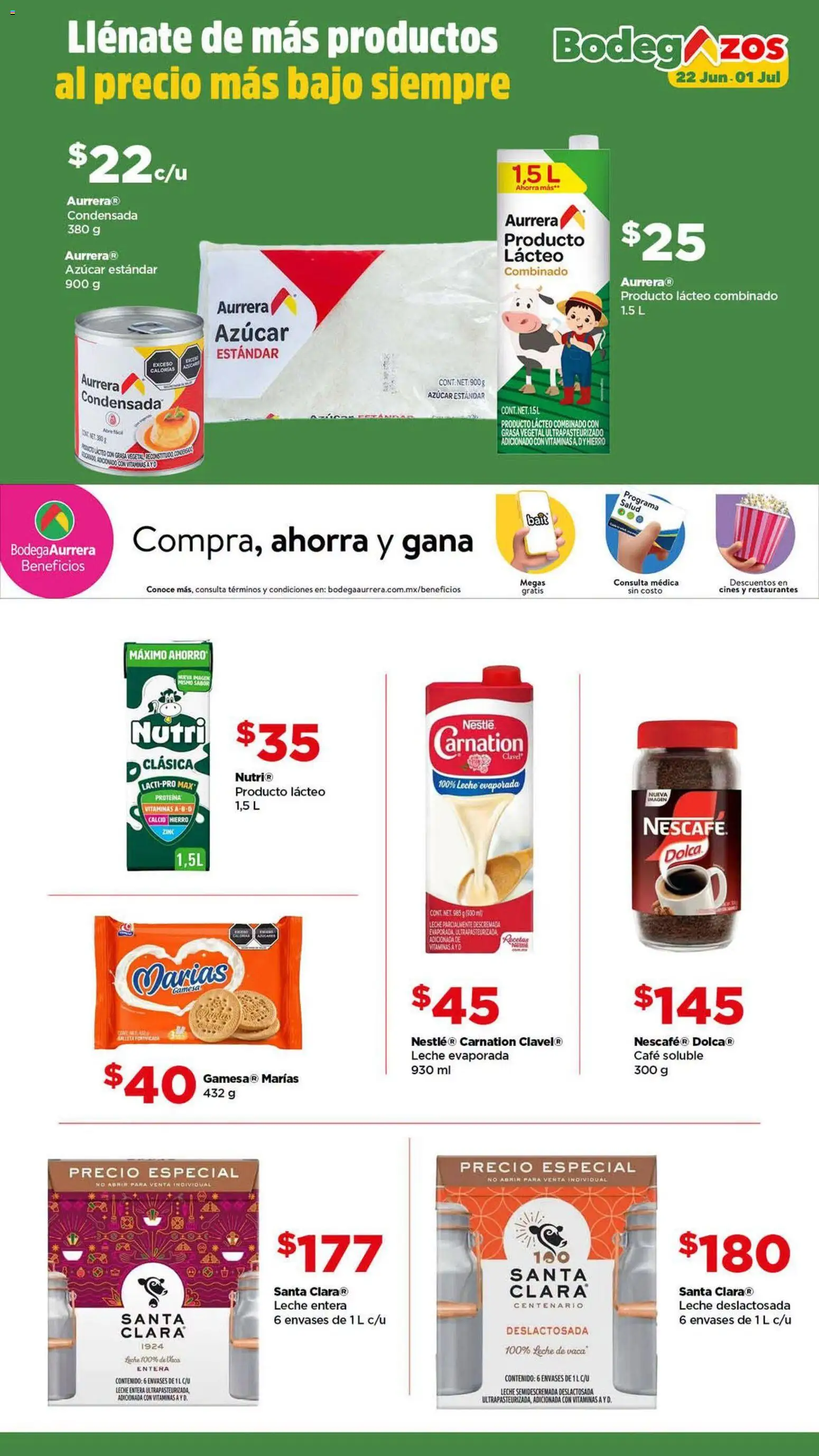 Nuevas ofertas de Bodega Aurrerá válidas en toda la República Mexicana desde el 22/06/2026. ¡Encuentra las mejores ofertas en Bodega Aurrerá folleto lleva tu despensa completa al precio más baj! | Página: 3 | Productos: Azúcar, Leche, Café, Vitaminas