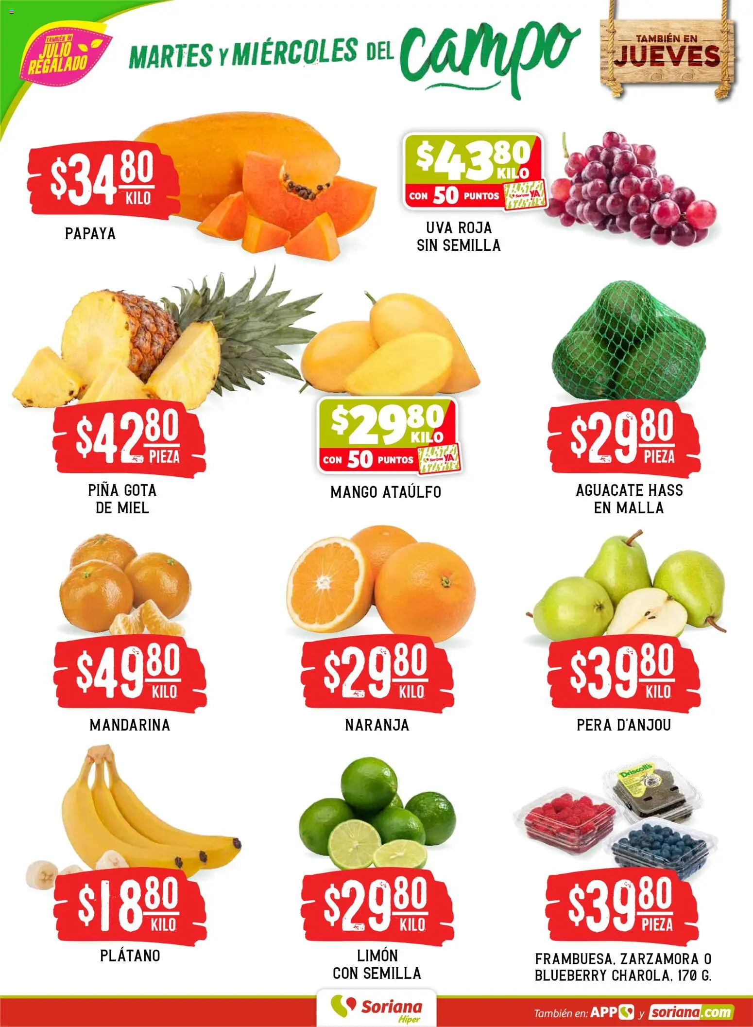 Nuevas ofertas de Soriana válidas en toda la República Mexicana desde el 26.05.2026. ¡Encuentra las mejores ofertas en Soriana Martes y Miércoles del Campo Híper: Saltillo y Torreón! | Página: 2 | Productos: Pera, Mango, Aguacate, Piña