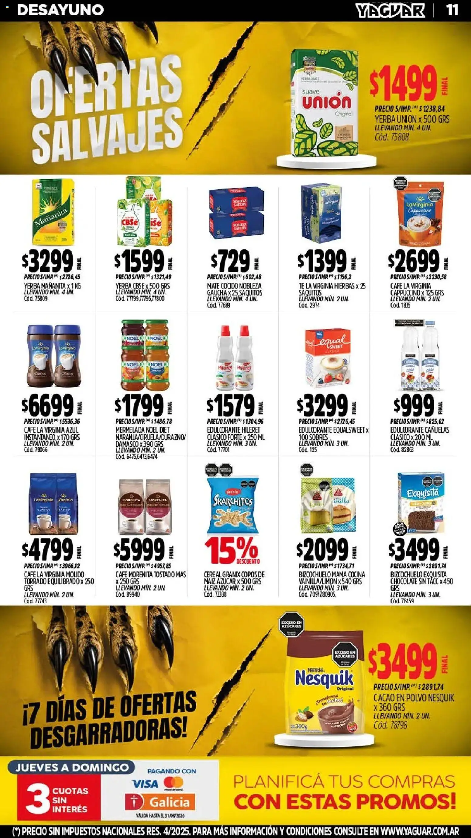 Yaguar - Oferta Semanal San Juan │ válido desde el 03/08/2026 | Página: 11 | Productos: Azucar, Polvo, Mermelada, Cacao