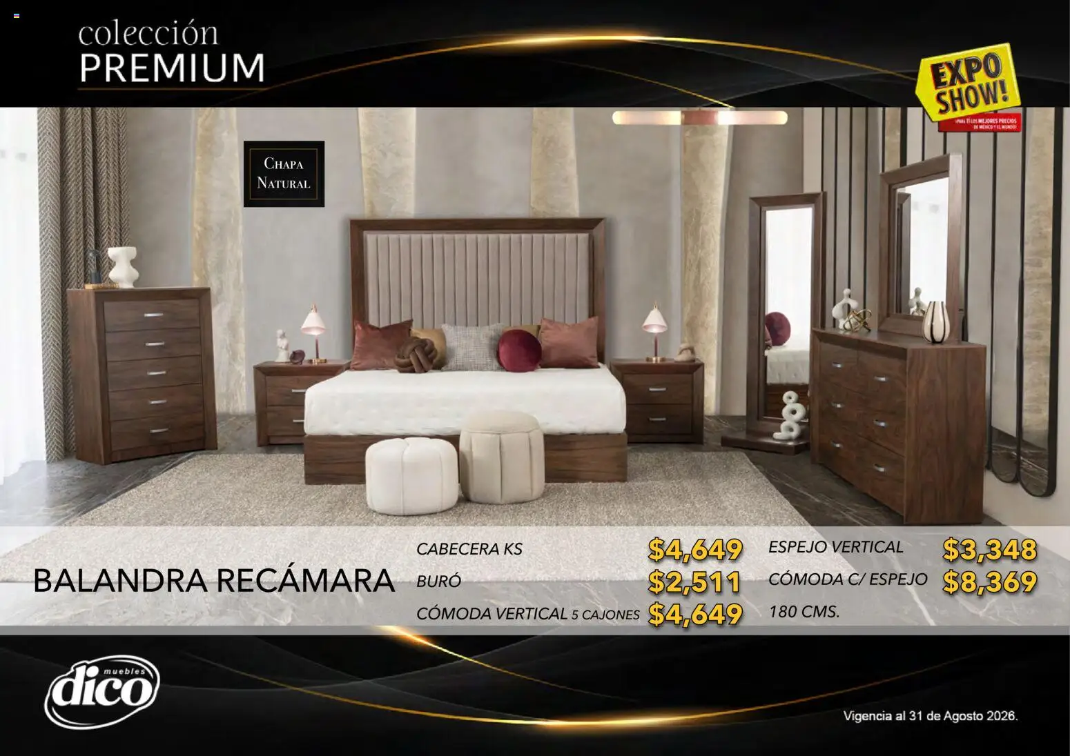 Nuevas ofertas de Muebles Dico válidas en toda la República Mexicana desde el 01/08/2026. ¡Encuentra las mejores ofertas en Muebles Dico catálogo Colección Premium! | Página: 19 | Productos: Cabecera, Chapa, Buró, Espejo