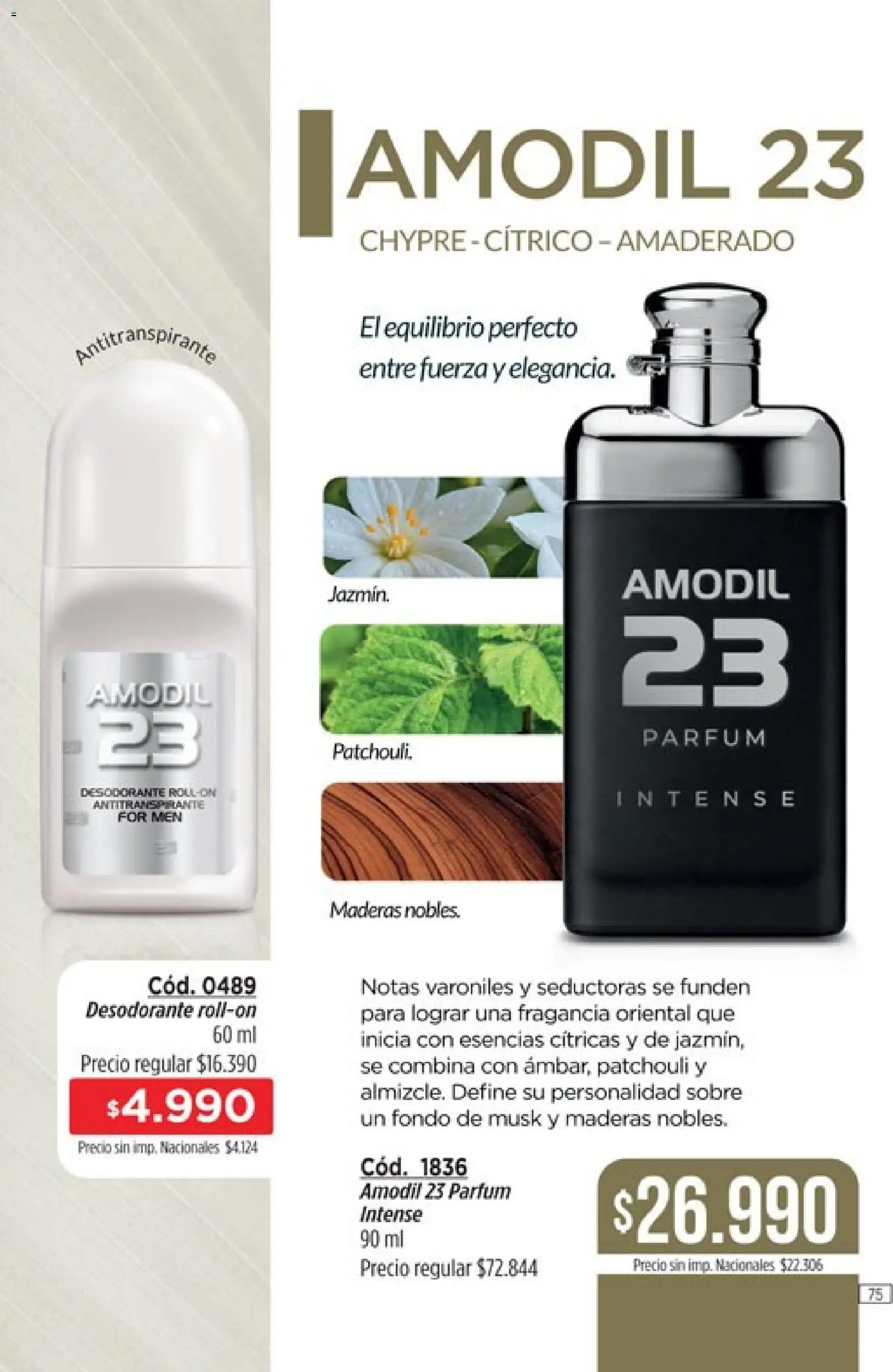 Catálogo Amodil Campaña 15 │ válido desde el 26/08/2026 | Página: 75 | Productos: Sobre, Fragancia, Desodorante, Antitranspirante