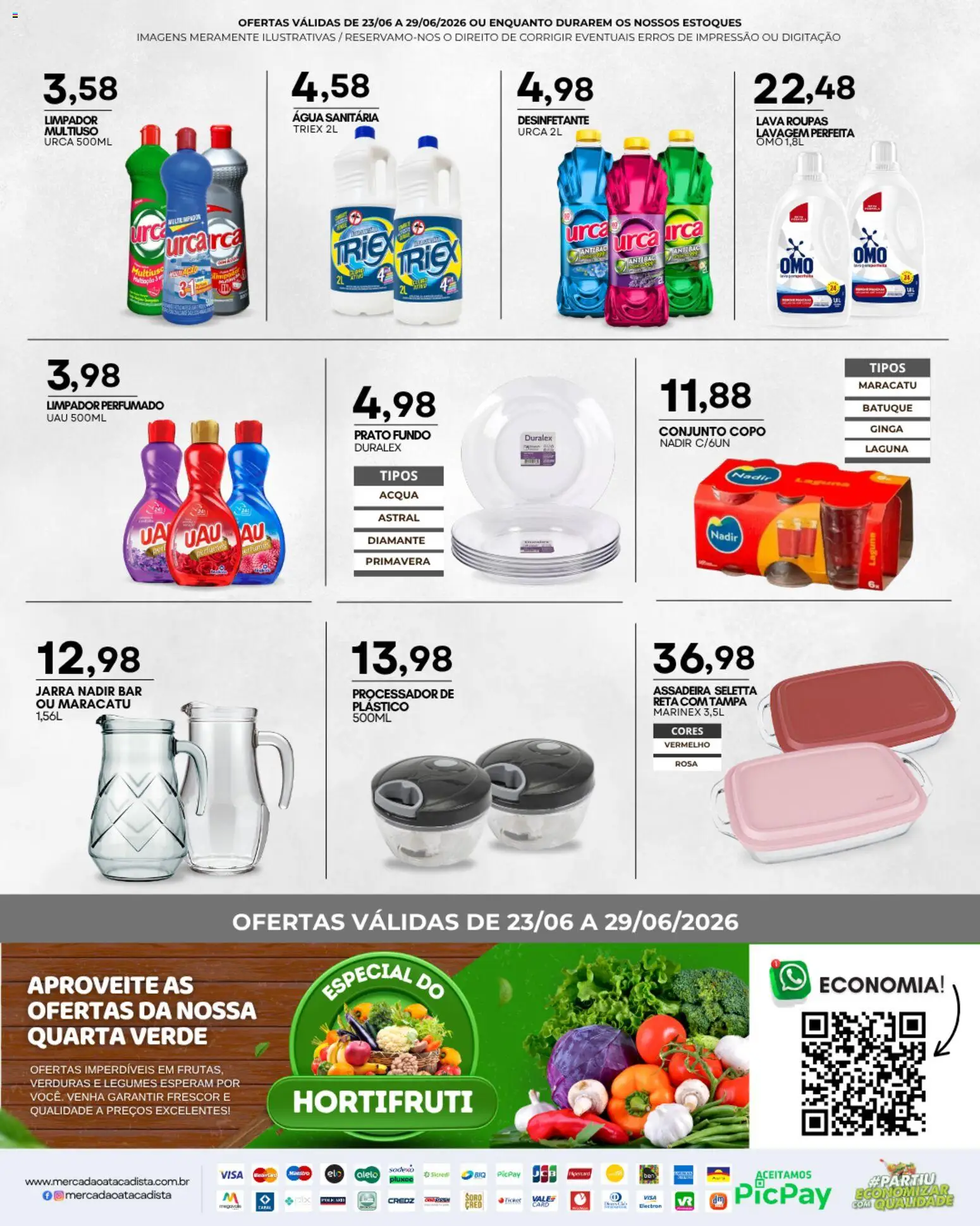 Mercadão Atacadista Folheto - válido de 23/06/2026 | Página: 12 | Produtos: Processador, Roupas, Desinfetante, Água sanitária