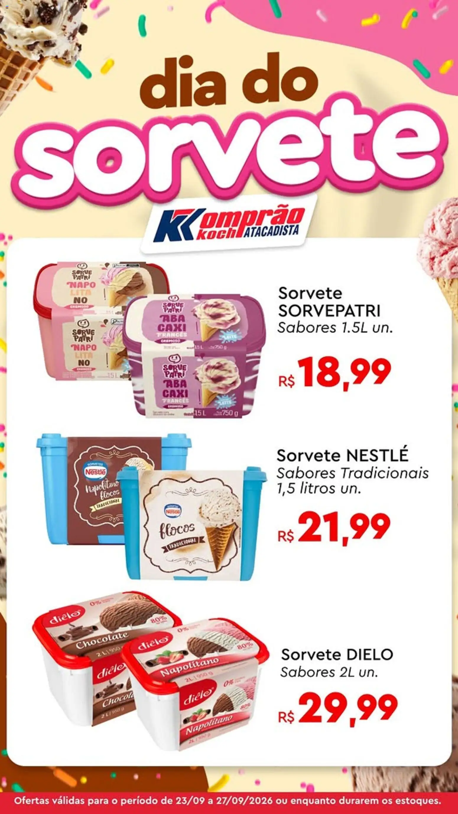 Komprao Atacadista Folheto - válido de 23/09/2026 | Página: 2 | Produtos: Chocolate, Flocos, Sorvete