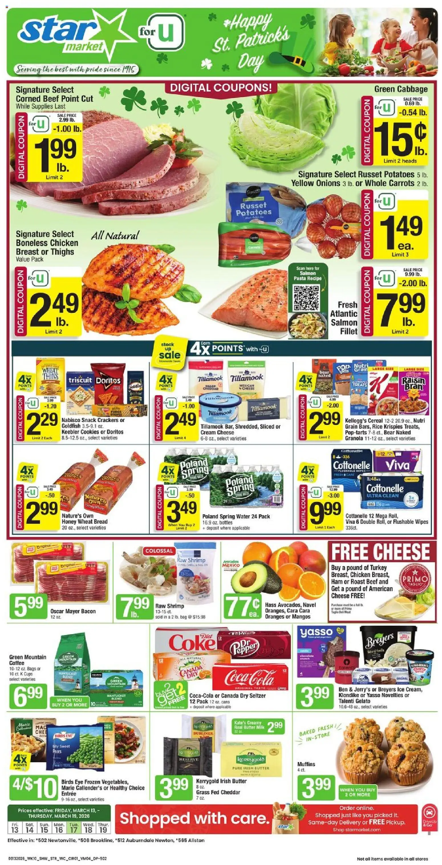 Star Market Weekly Ad - MA - valid from 13.03.2026 | Page: 1 | Products: Bread, Coffee, Beef, Cabbage