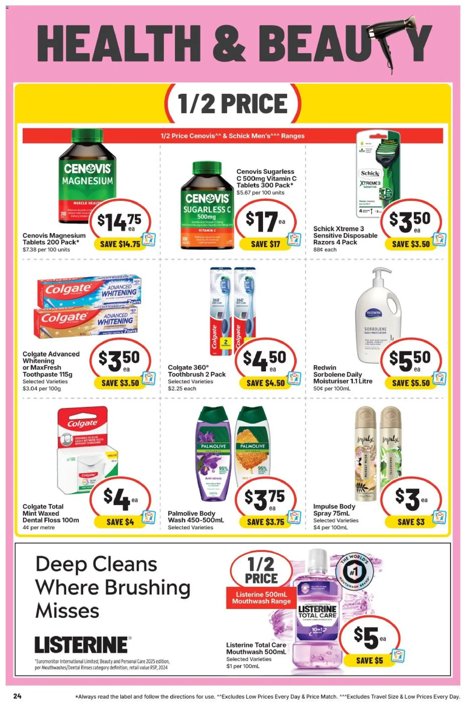 IGA catalogue - valid from 17.06.2026 | Page: 24 | Products: Moisturiser, Toothpaste, Mouthwash, Tablets