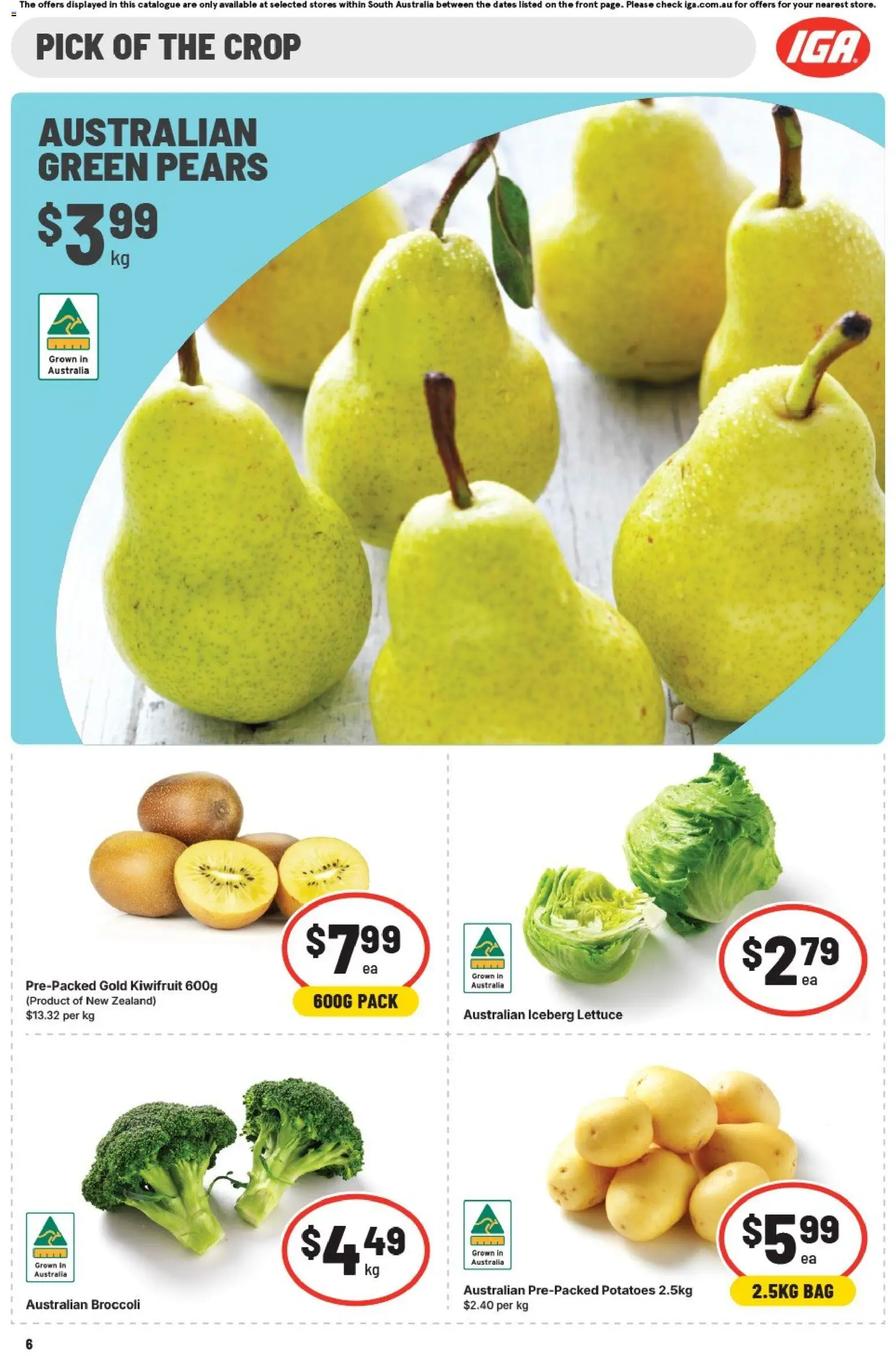 IGA catalogue - valid from 03.06.2026 | Page: 6 | Products: Lettuce, Kiwifruit, Potatoes, Bag
