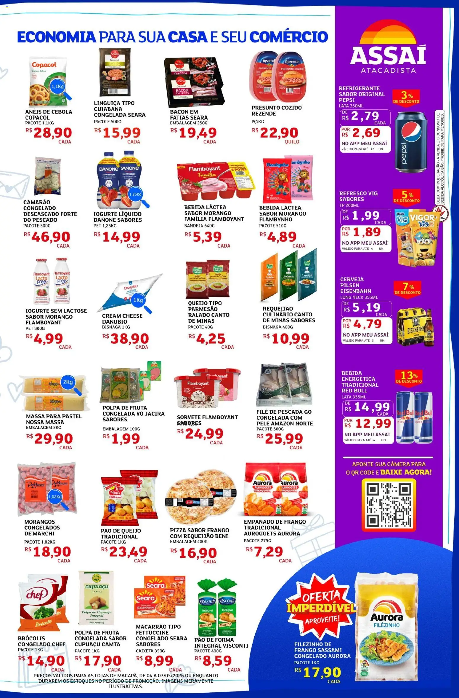Assaí Atacadista Folheto - válido de 04.05.2026 | Página: 3 | Produtos: Queijo, Presunto, Pizza, Cerveja