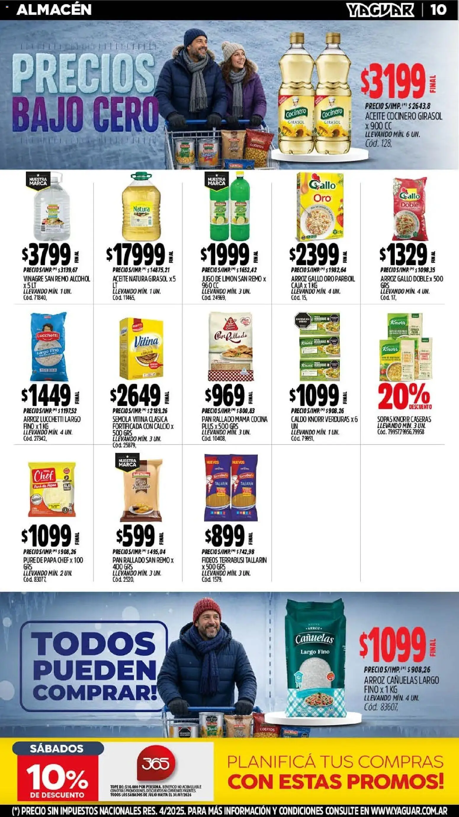 Yaguar - Oferta Semanal Mar del Plata │ válido desde el 20/07/2026 | Página: 10 | Productos: Papa, Aceite, Vinagre, Arroz
