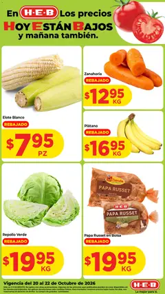 Vista previa de H-E-B folleto Fruta y venduras, nuevo folleto de la tienda, válido en México a partir del 20/10/2026