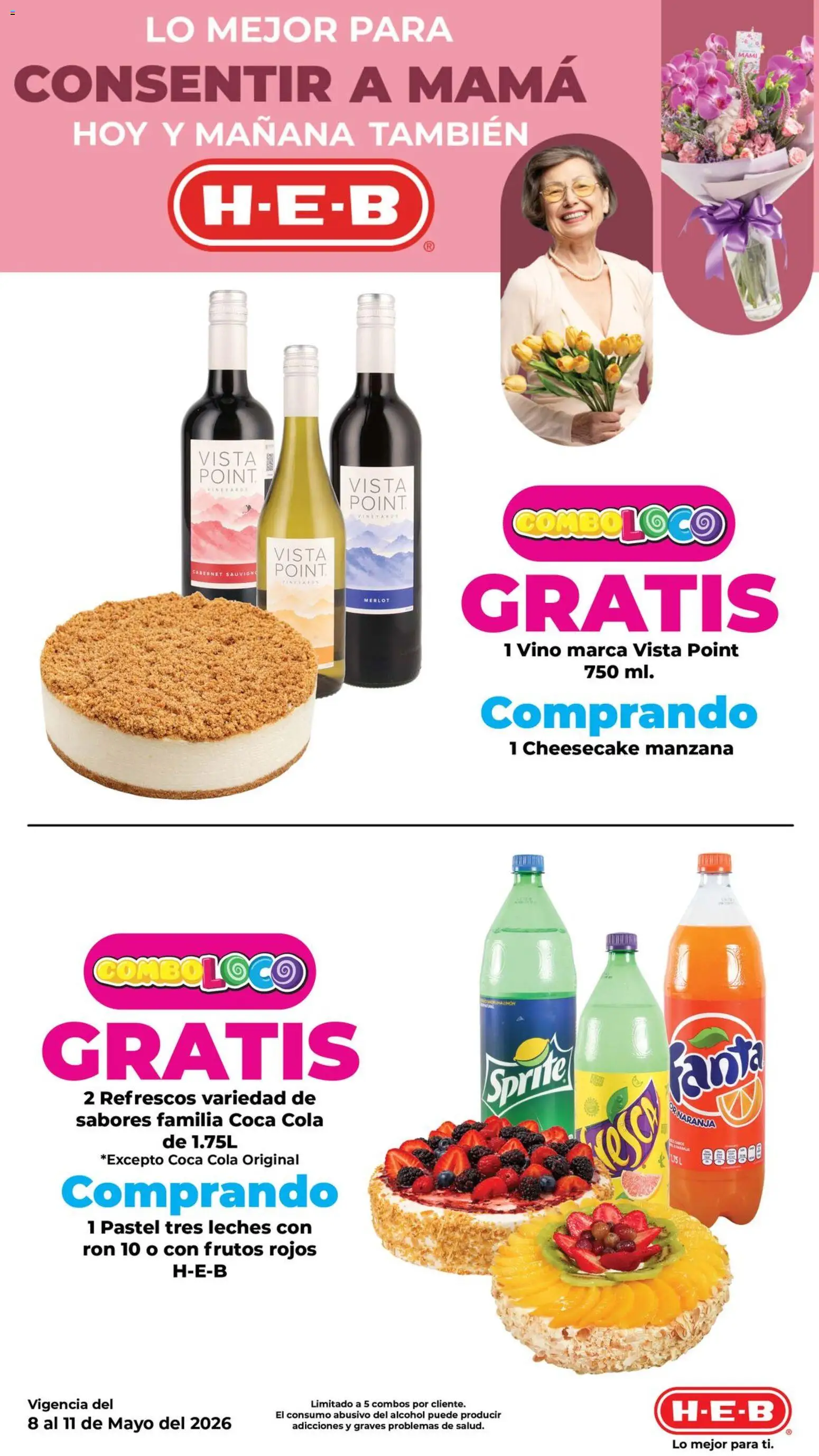 Nuevas ofertas de H-E-B válidas en toda la República Mexicana desde el 08.05.2026. ¡Encuentra las mejores ofertas en H-E-B folleto! | Página: 4 | Productos: Manzana, Pastel, Vino