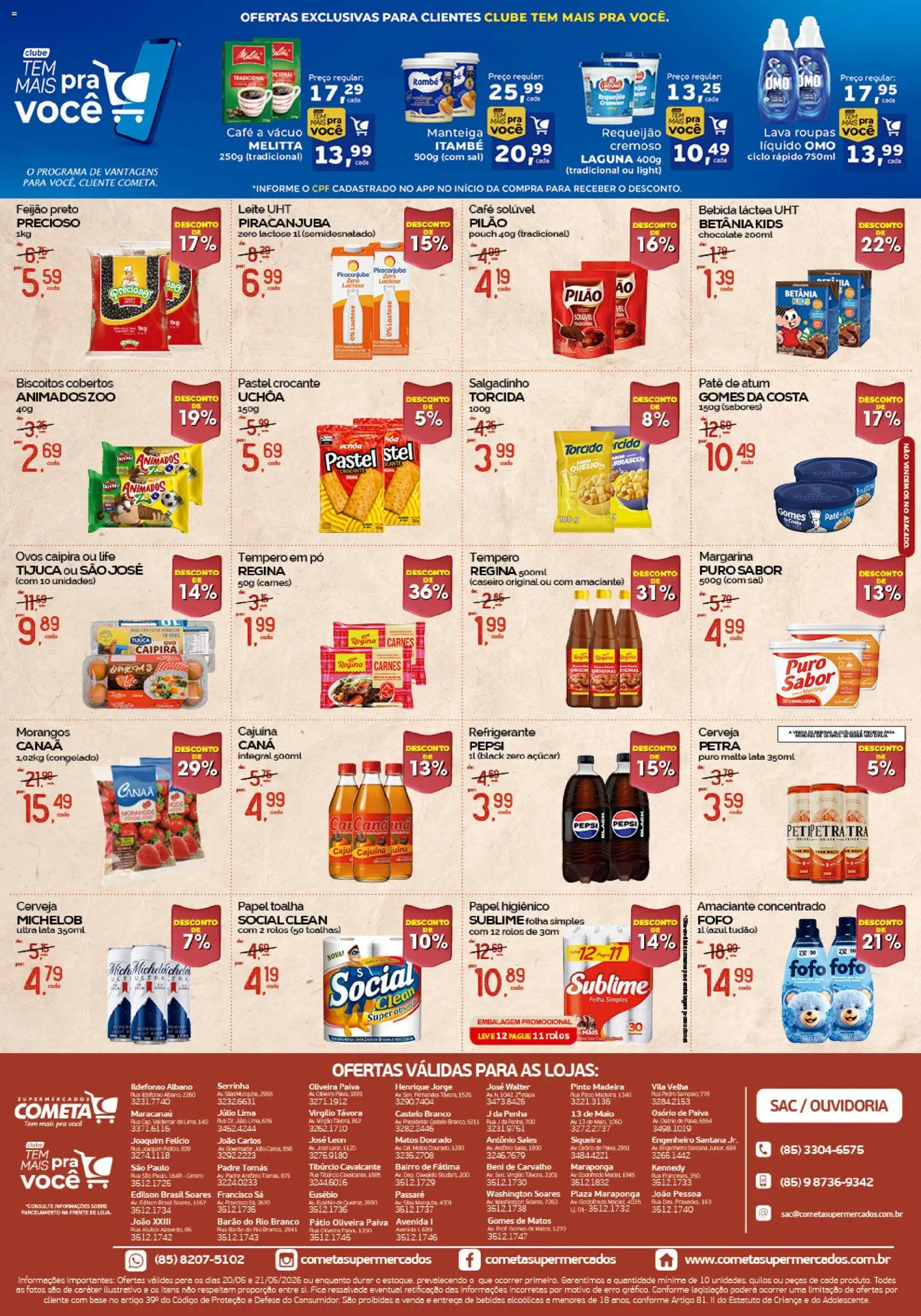 Cometa Supermercados Folheto - válido de 20.05.2026 | Página: 2 | Produtos: Atum, Requeijão, Café solúvel, Margarina