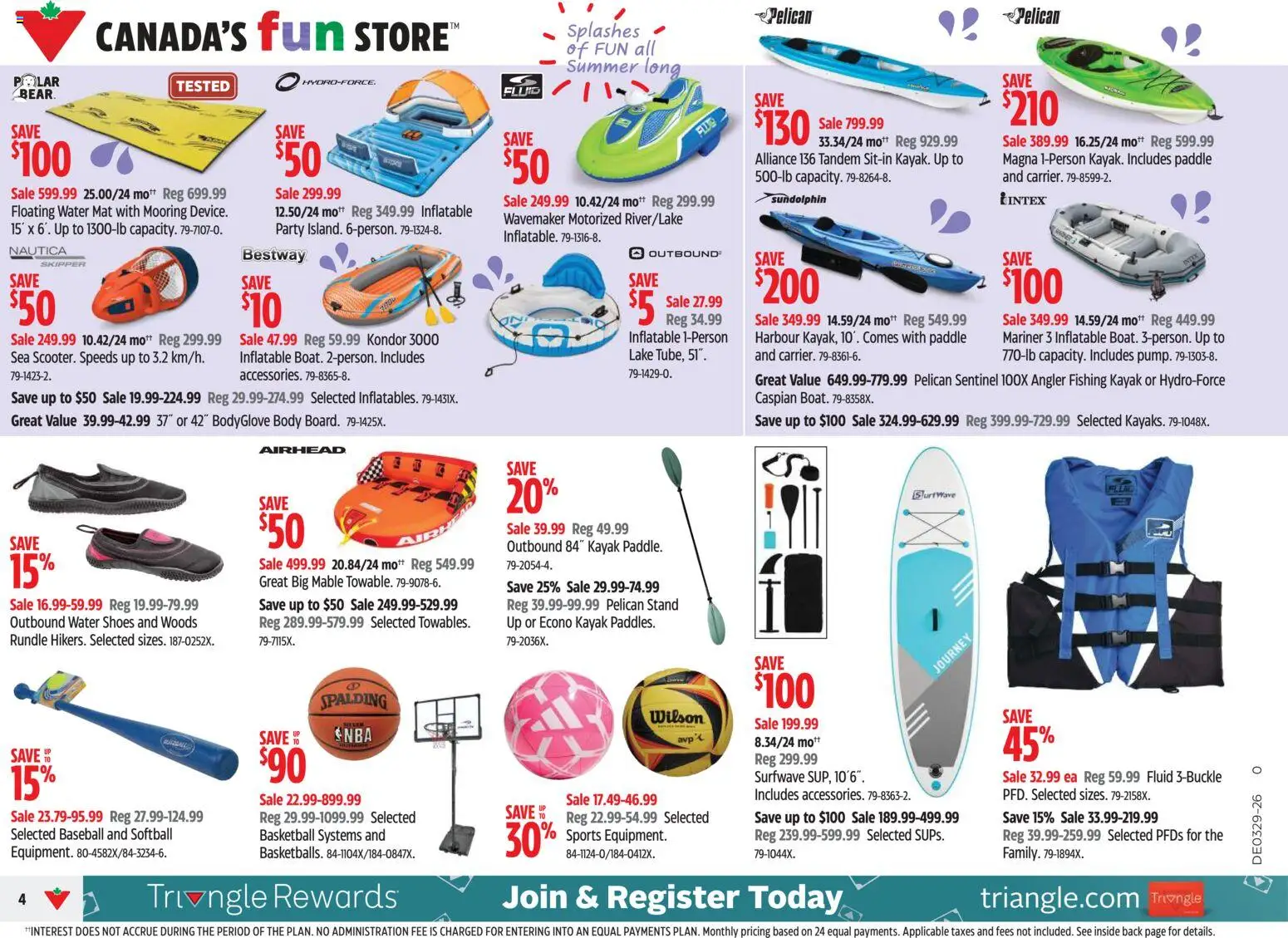 Canadian Tire flyer valid from Jul 16, 2026 | Page: 4 | Products: Water, Shoes
