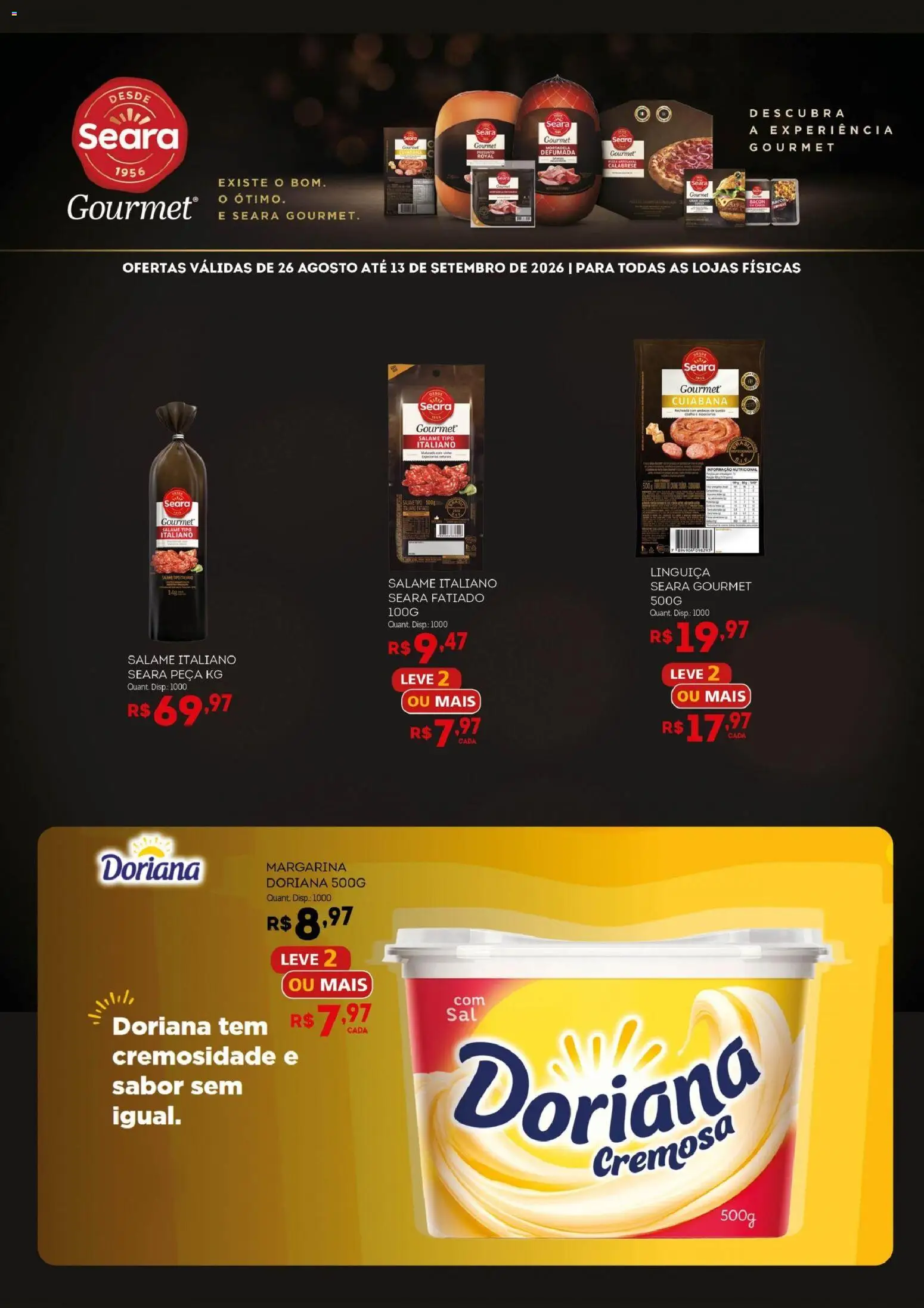 Bistek Supermercados Folheto - válido de 26/08/2026 | Página: 2 | Produtos: Doriana, Queijo, Bacon, Margarina