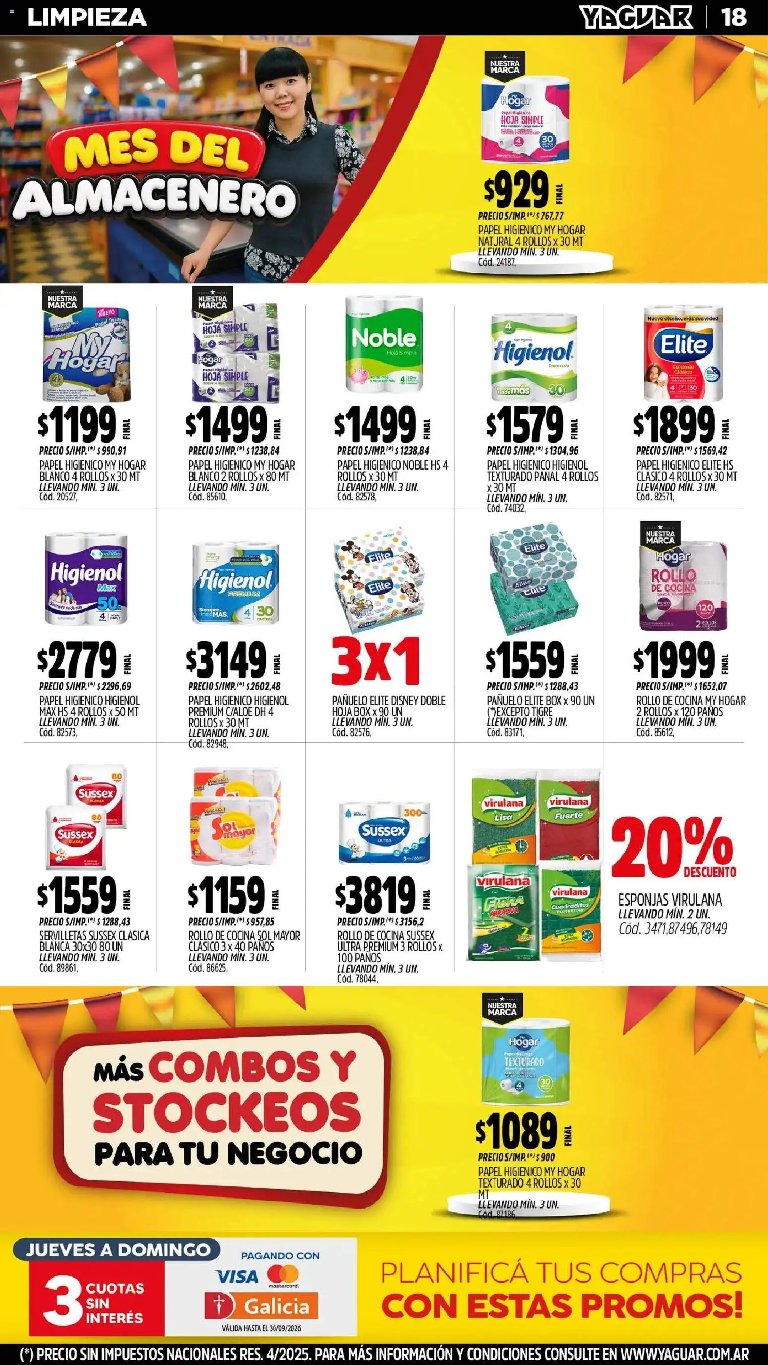 Yaguar - Oferta Semanal Misiones │ válido desde el 31/08/2026 | Página: 18 | Productos: Papel higiénico, Cocina, Servilletas, Esponjas