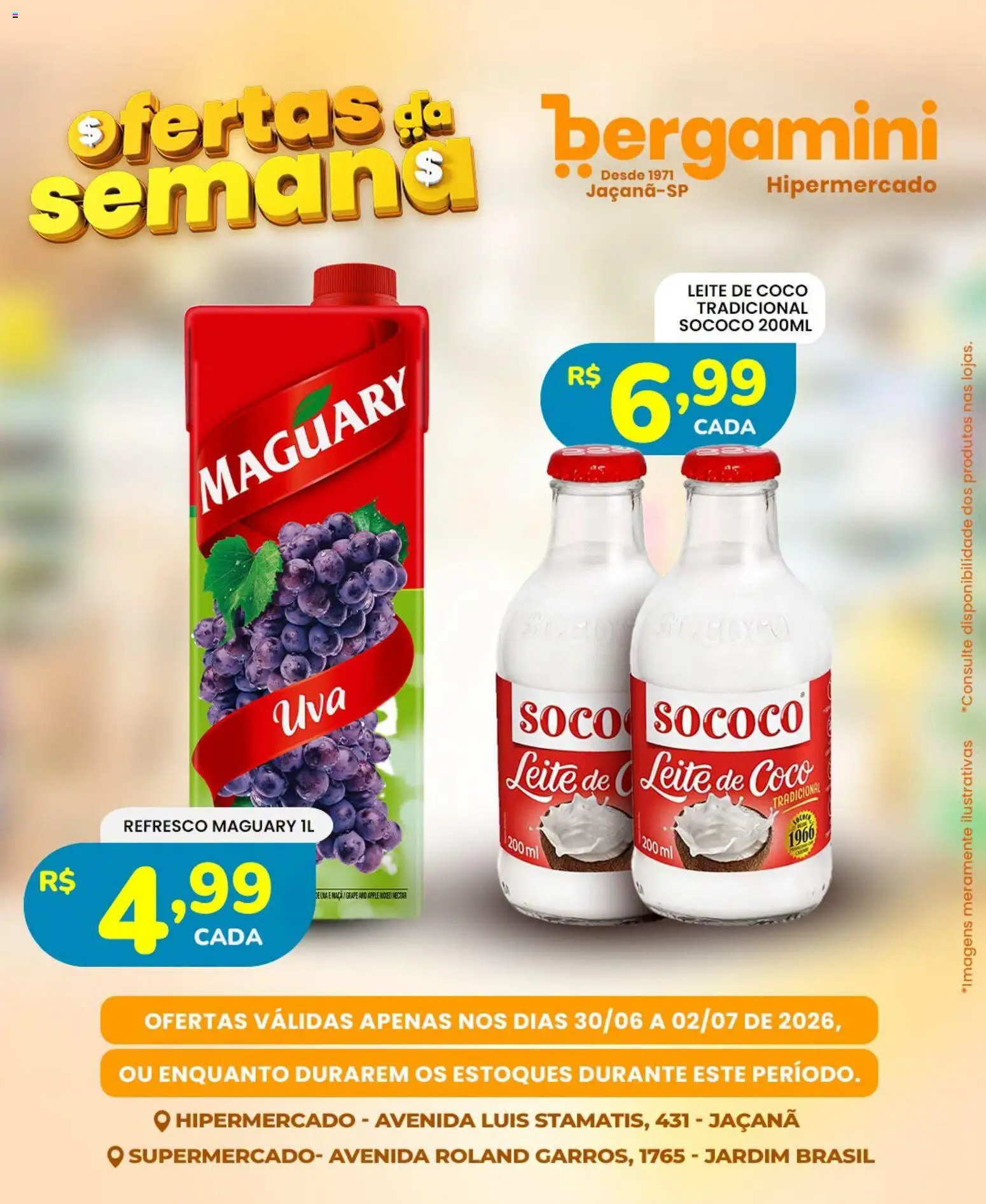 Supermercado Bergamini Folheto - válido de 30/06/2026 | Página: 21 | Produtos: Coco, Refresco, Leite, Leite de coco