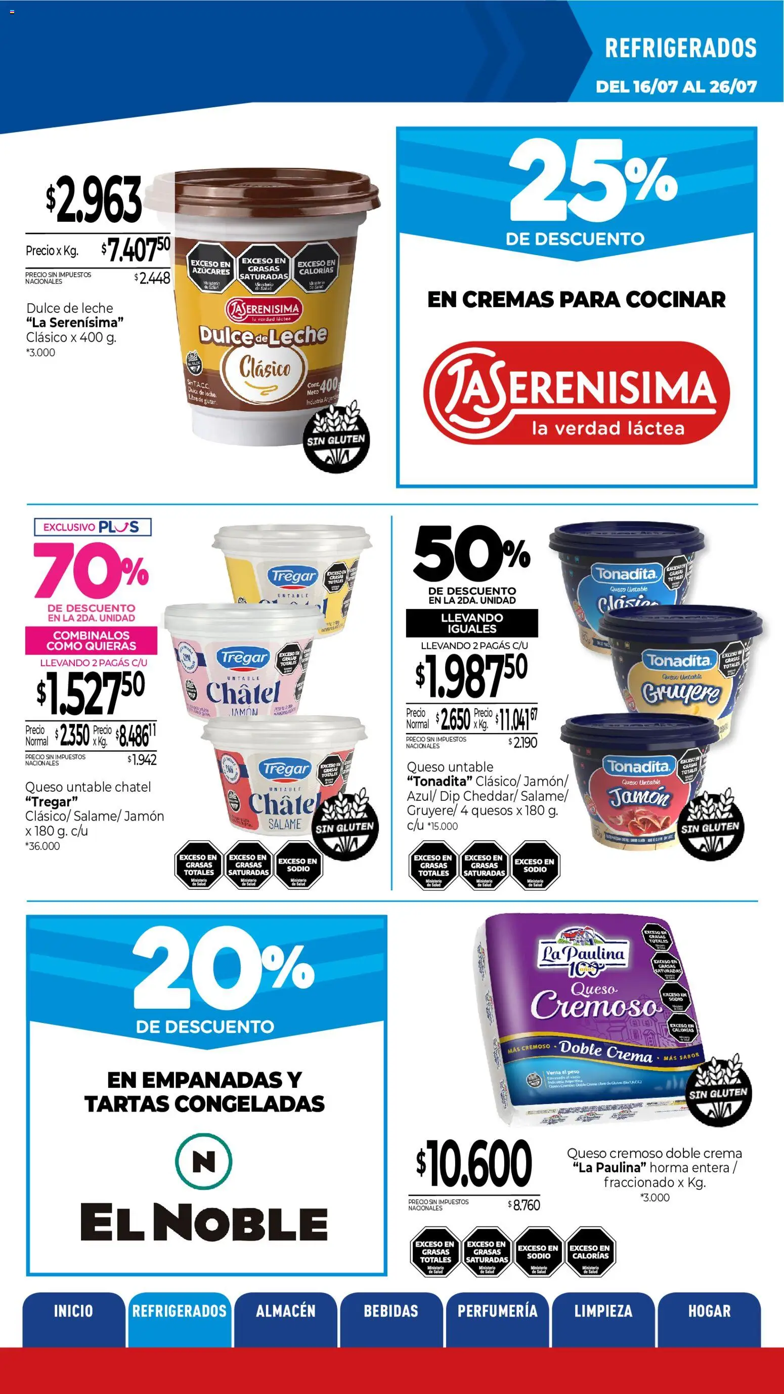 La Anonima catálogo │ válido desde el 16/07/2026 | Página: 6 | Productos: Peso, Dulce de leche, Salame, Crema