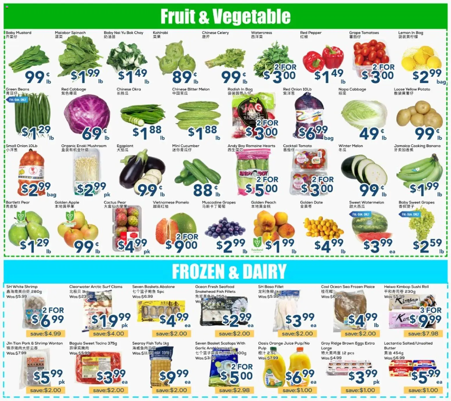 Oceans flyer valid from Sep 4, 2026 | Page: 3 | Products: Napa cabbage, Sushi, Kohlrabi, Pork