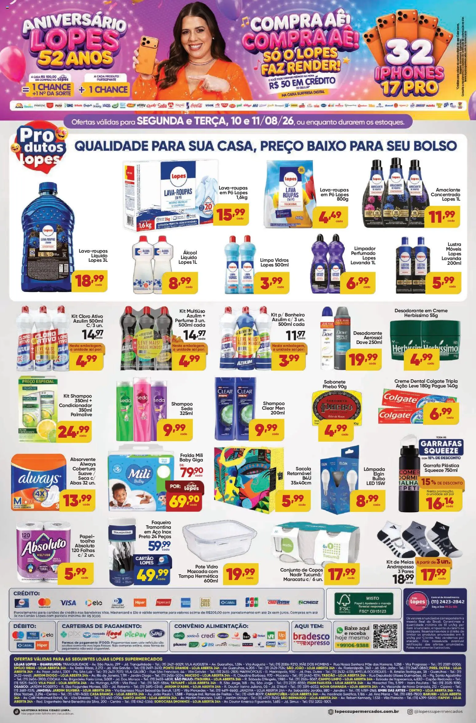 Lopes Supermercados Folheto - válido de 10/08/2026 | Página: 2 | Produtos: Azulim, Pó, Cloro, Álcool