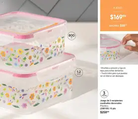 Vista previa de Juego de 3 recipientes cuadrados decorados, Plástico. (208105) 15 pts, nuevo folleto de la tienda, válido en México a partir del 08.05.2026 | Página: 101