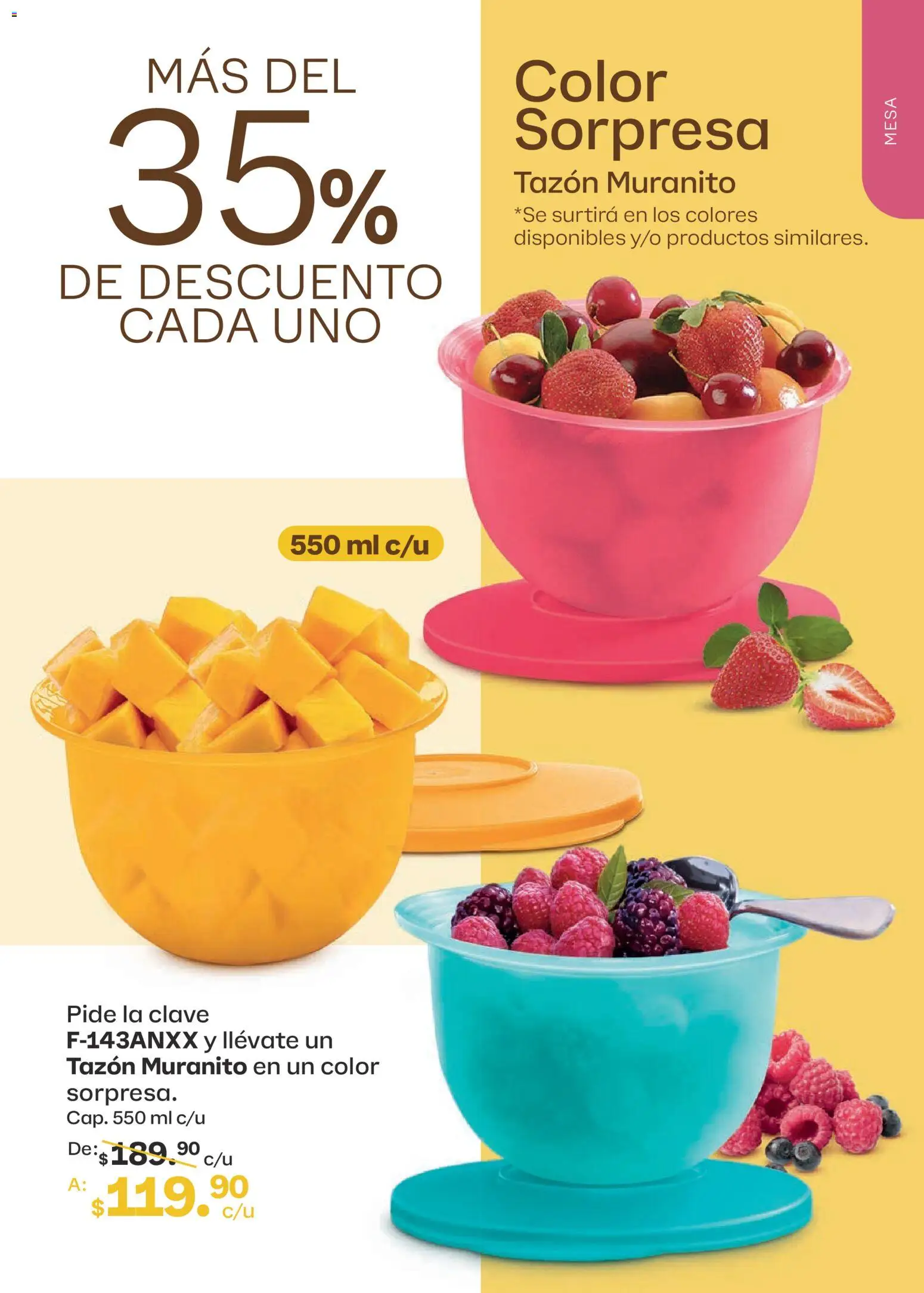 Nuevas ofertas de Tupperware válidas en toda la República Mexicana desde el 10/08/2026. ¡Encuentra las mejores ofertas en Tupperware catálogo! | Página: 103 | Productos: Mesa