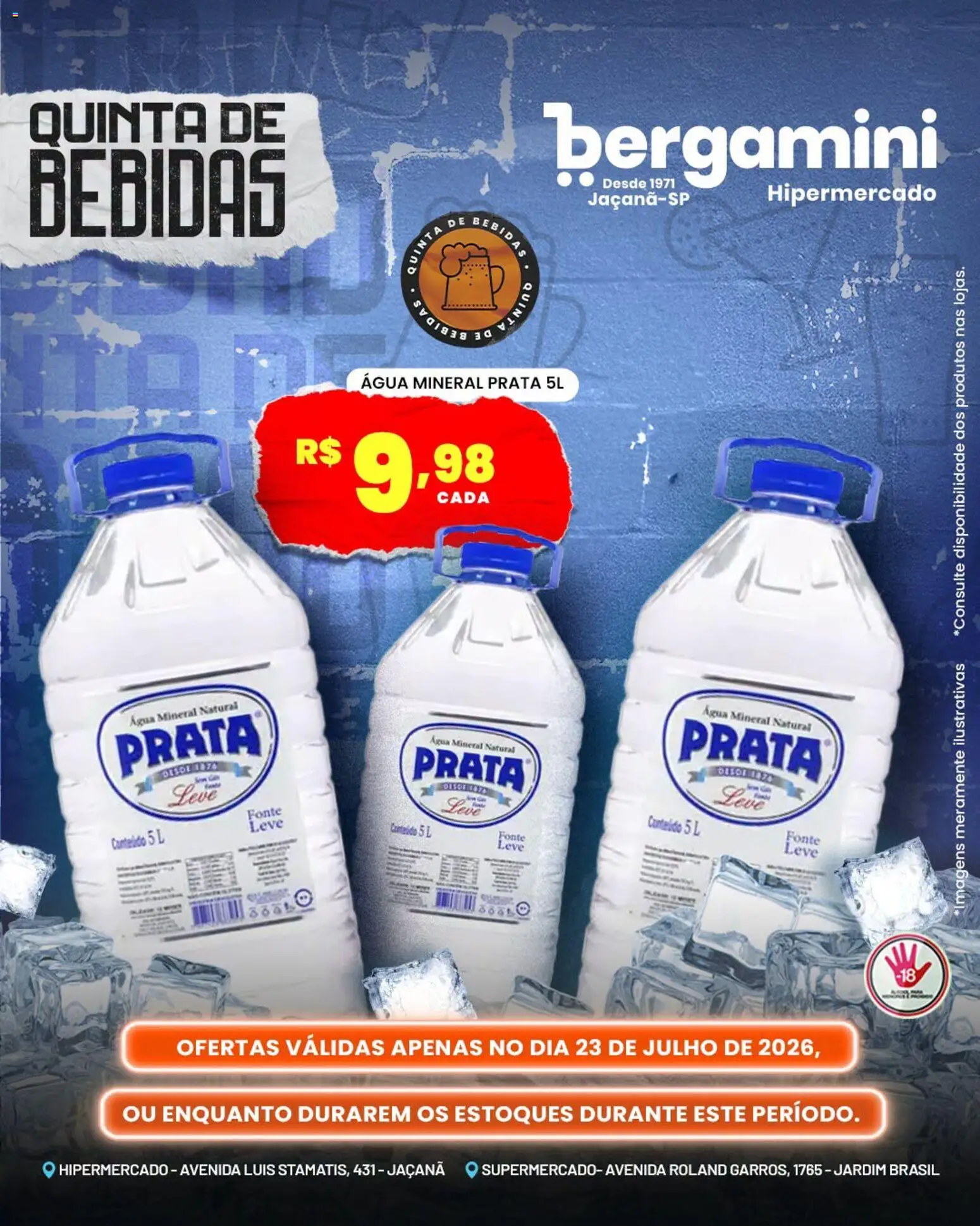Supermercado Bergamini Folheto - válido de 23/07/2026 | Página: 12 | Produtos: Bebida, Água mineral, Tinta