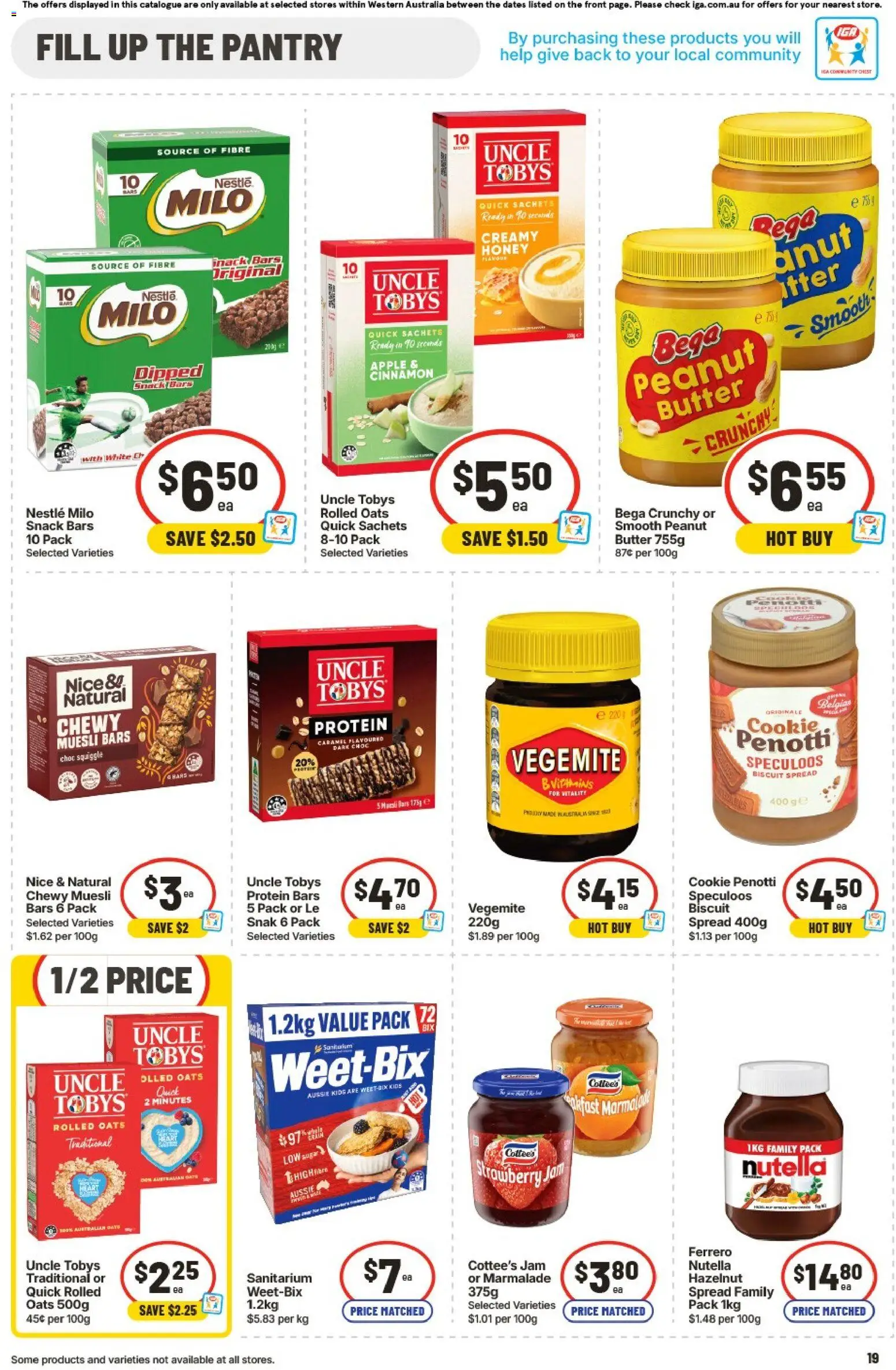 IGA catalogue - valid from 12/08/2026 | Page: 20 | Products: Nutella, Oats, Sachets, Vegemite