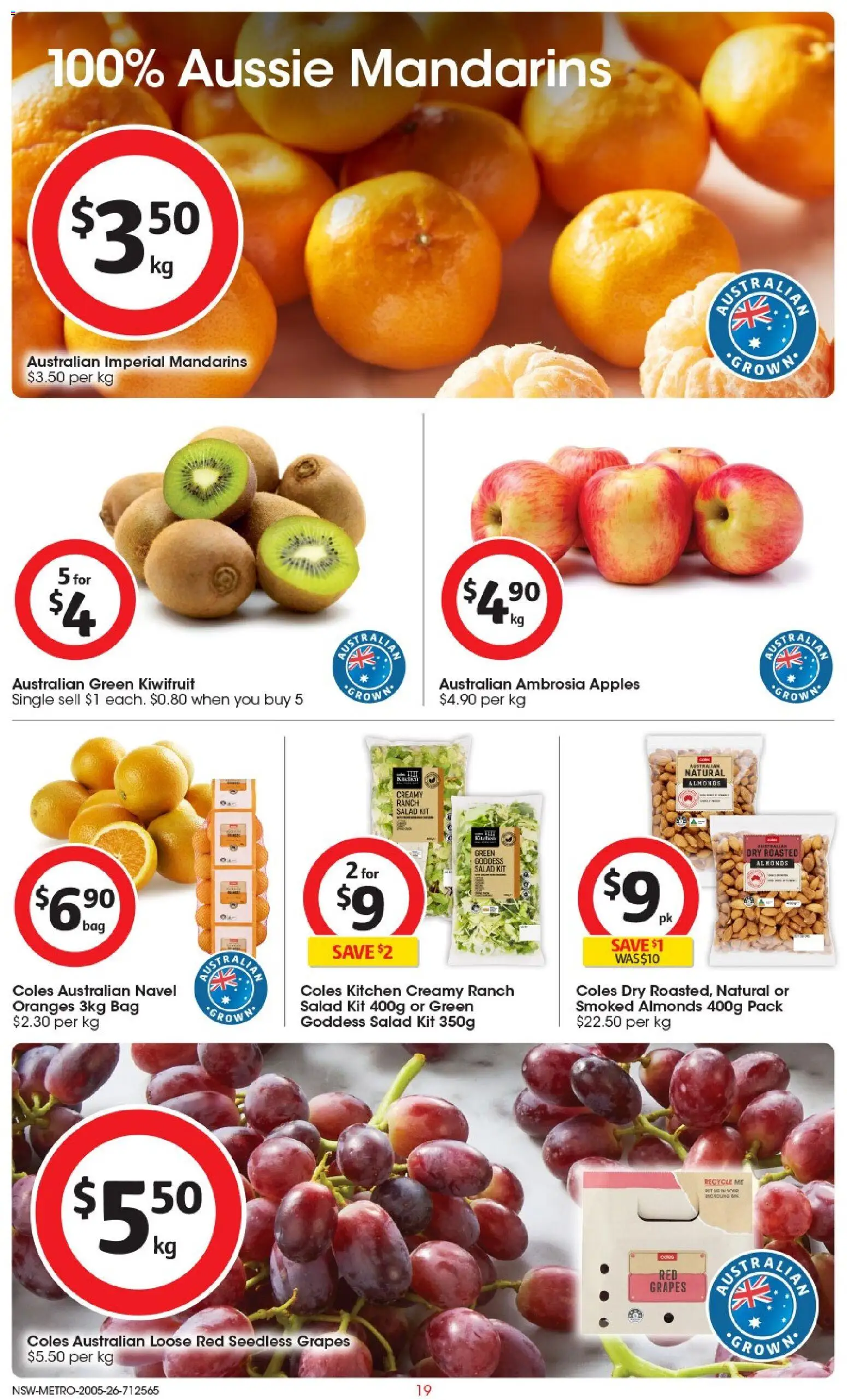 Coles catalogue - valid from 19.05.2026 | Page: 19 | Products: Apples, Kiwifruit, Grapes, Bag